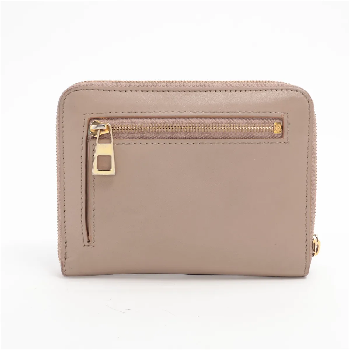 Knot Leather Compact Wallet, Beige — view 2