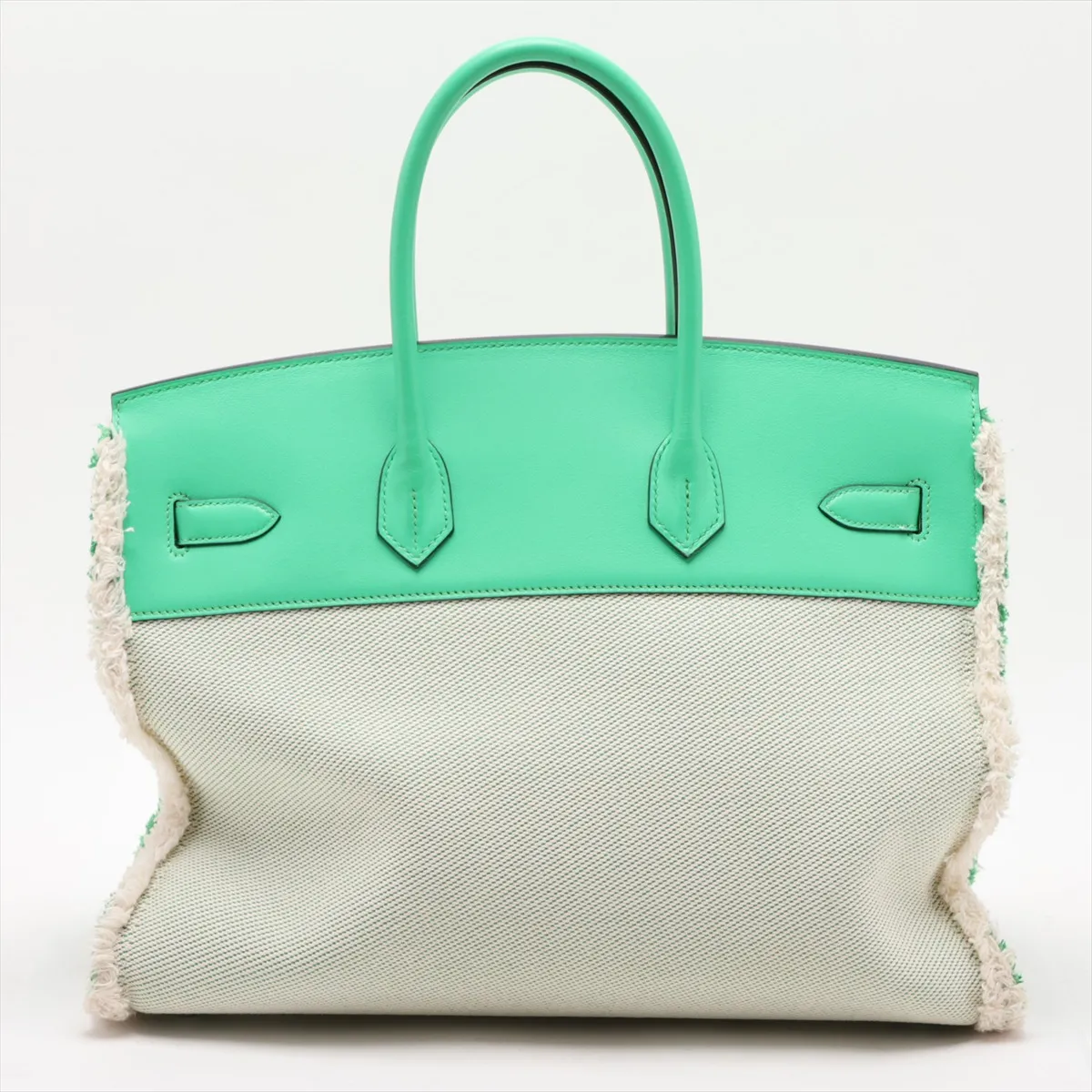 [Individually packaged] Hermes Birkin 35 Frey Twill H x Veau Swift Mint x Beige Silver Hardware B: 2023 — view 2