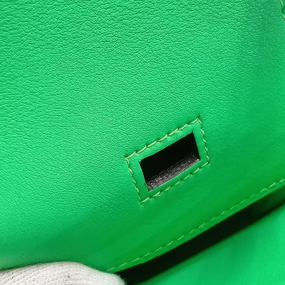 [Individually packaged] Hermes Birkin 35 Frey Twill H x Veau Swift Mint x Beige Silver Hardware B: 2023 — view 13