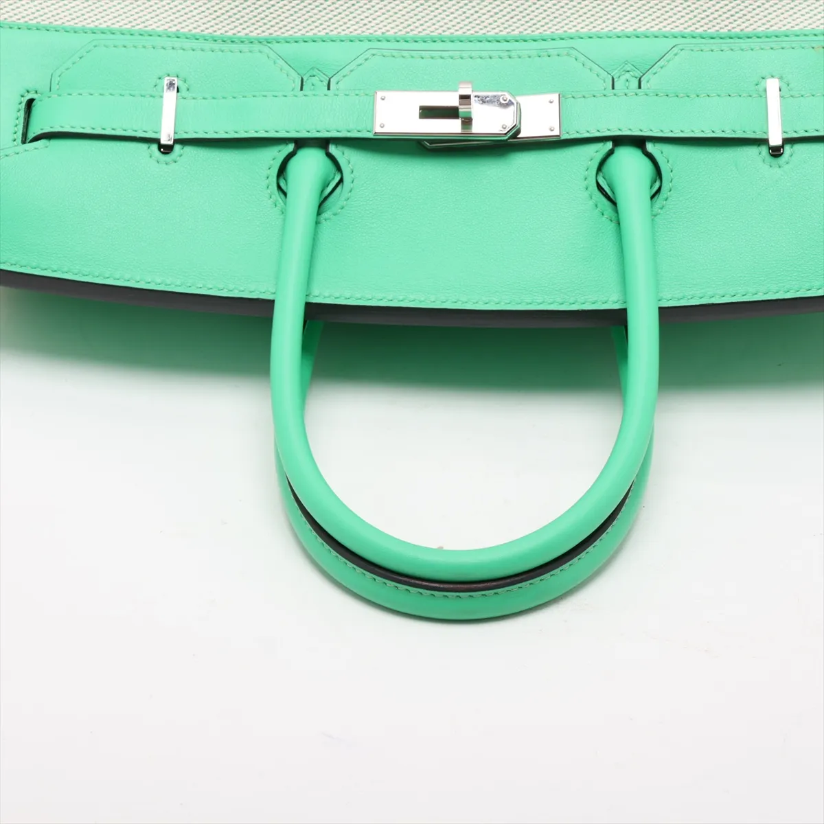 [Individually packaged] Hermes Birkin 35 Frey Twill H x Veau Swift Mint x Beige Silver Hardware B: 2023 — view 5