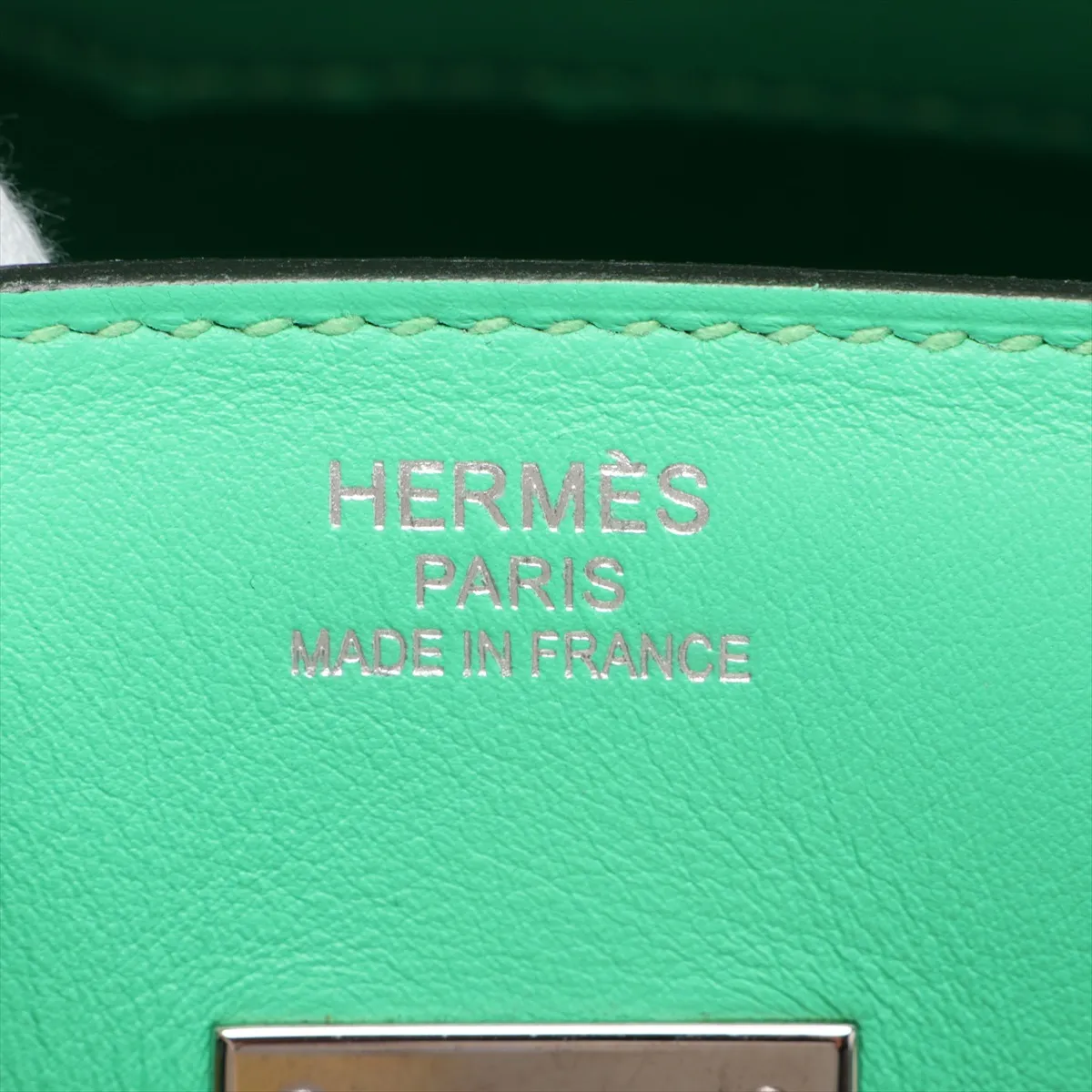 [Individually packaged] Hermes Birkin 35 Frey Twill H x Veau Swift Mint x Beige Silver Hardware B: 2023 — view 9