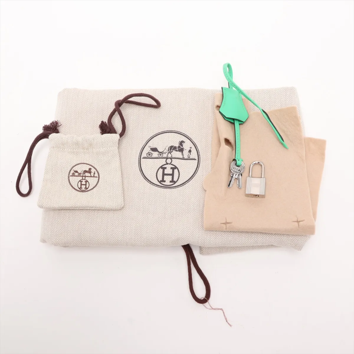 [Individually packaged] Hermes Birkin 35 Frey Twill H x Veau Swift Mint x Beige Silver Hardware B: 2023 — view 10