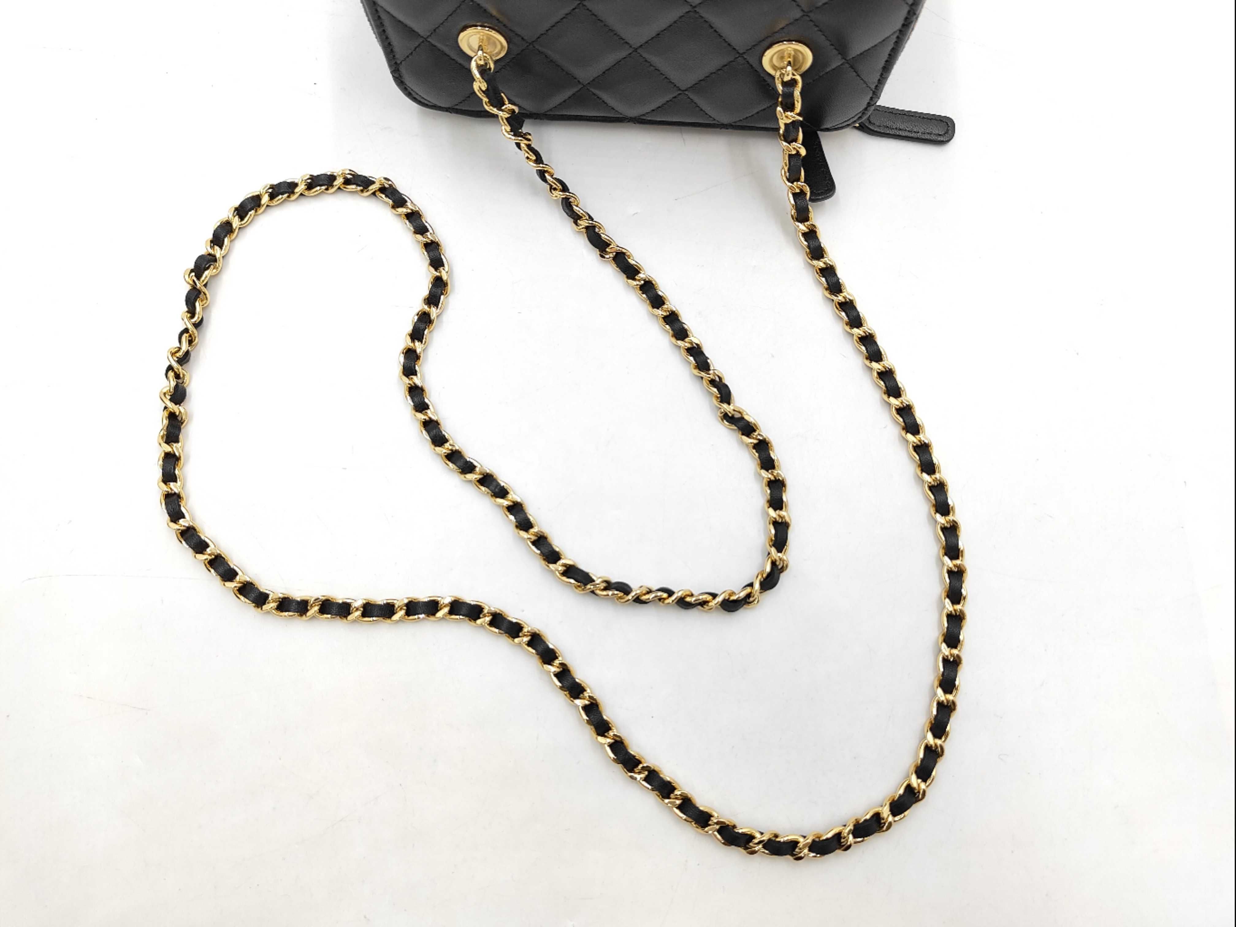 Matelassé Chain Shoulder Camera Bag, Black Lambskin, Playing Card Motif Shoulder Bag — view 3