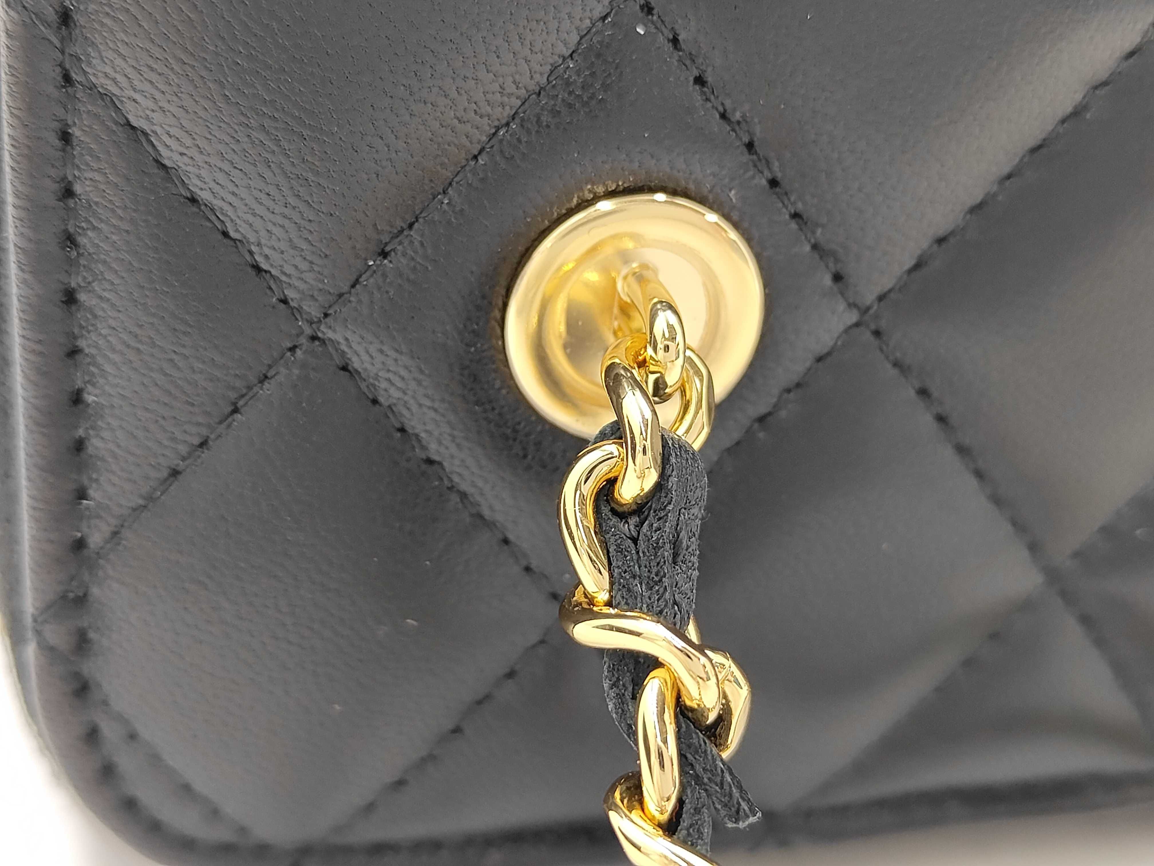 Matelassé Chain Shoulder Camera Bag, Black Lambskin, Playing Card Motif Shoulder Bag — view 5