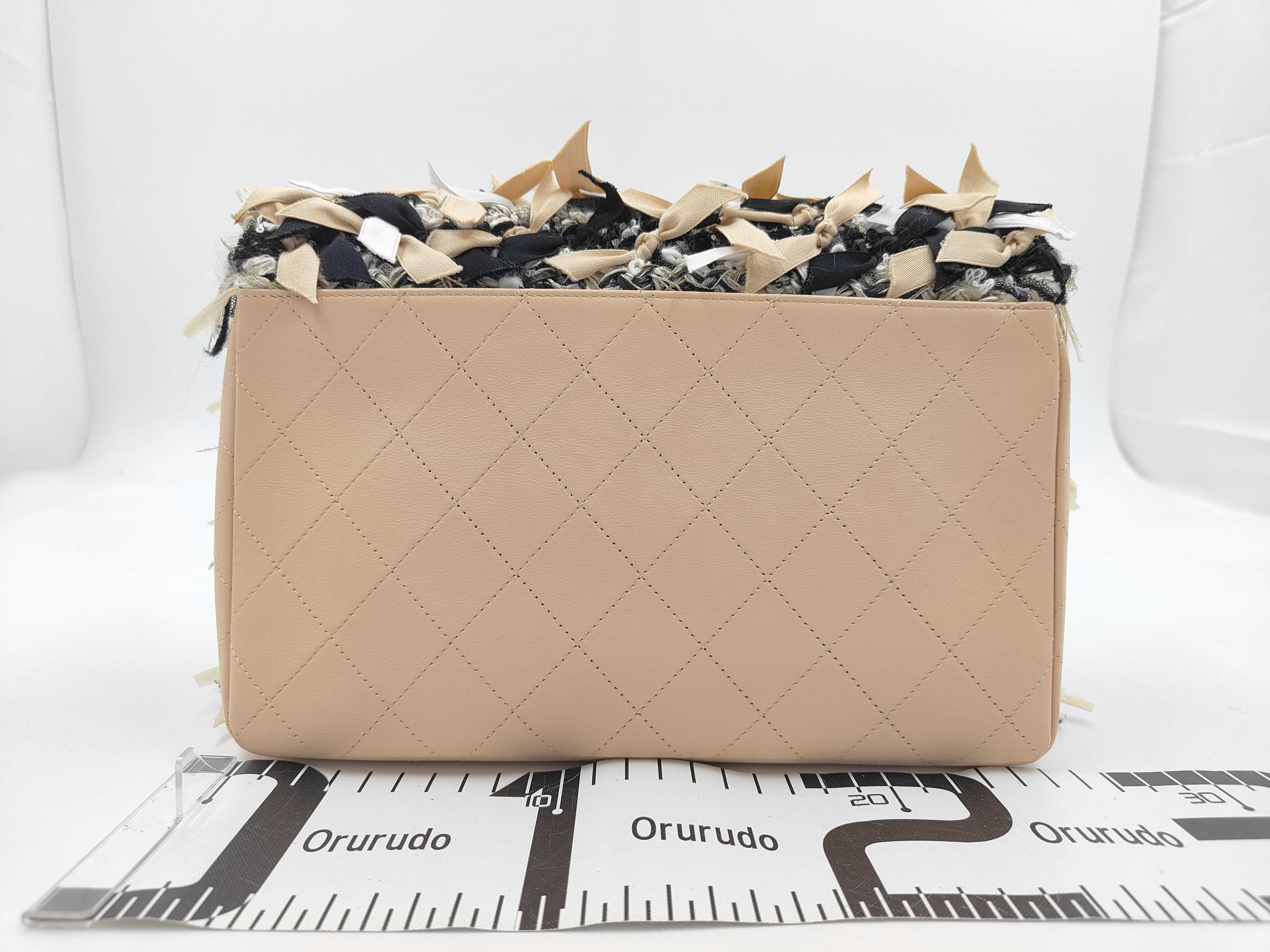 Matelassé Tweed/Leather Ribbon Shoulder Bag (23902924) with Box and Chain — view 2