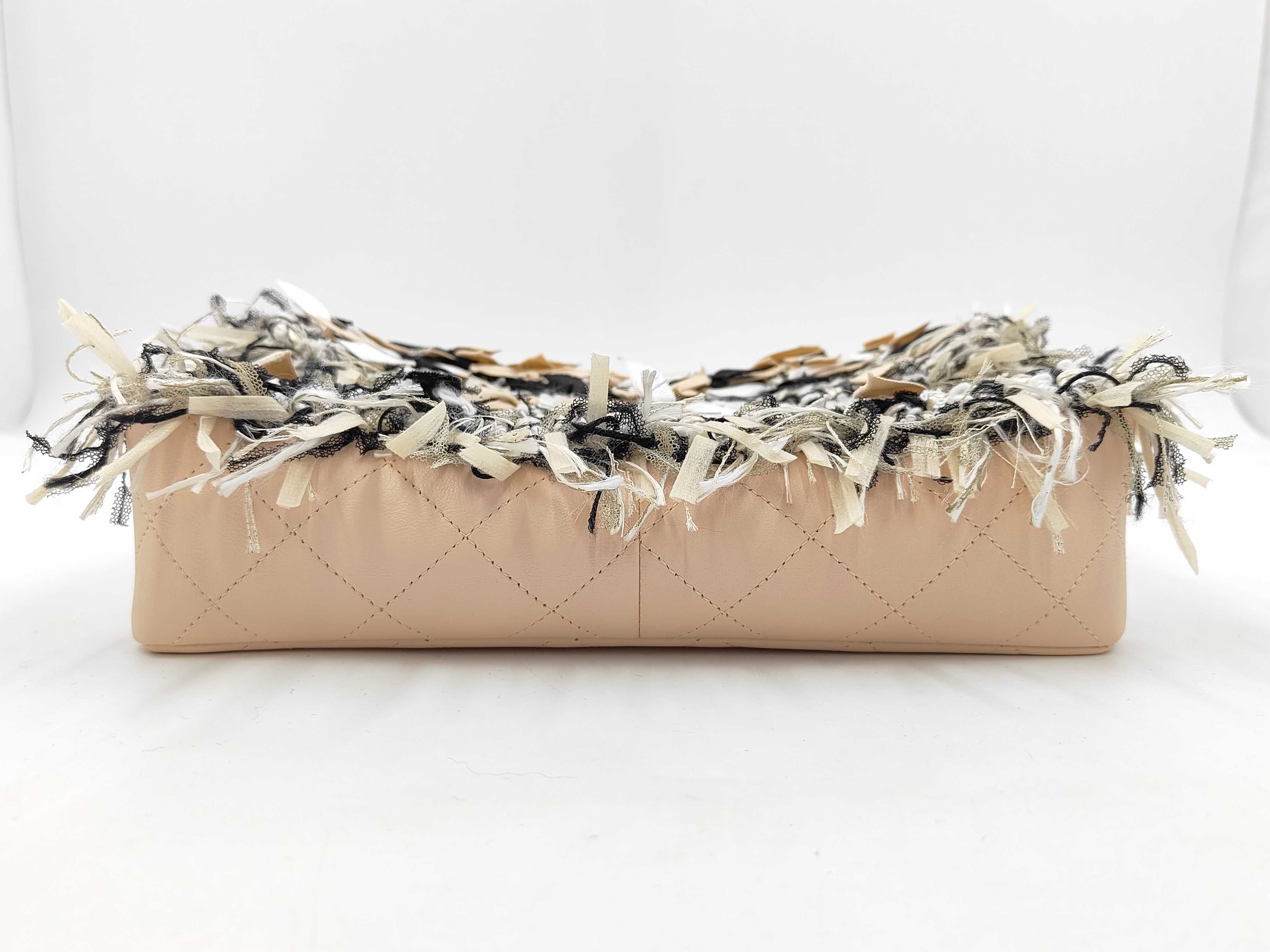 Matelassé Tweed/Leather Ribbon Shoulder Bag (23902924) with Box and Chain — view 7