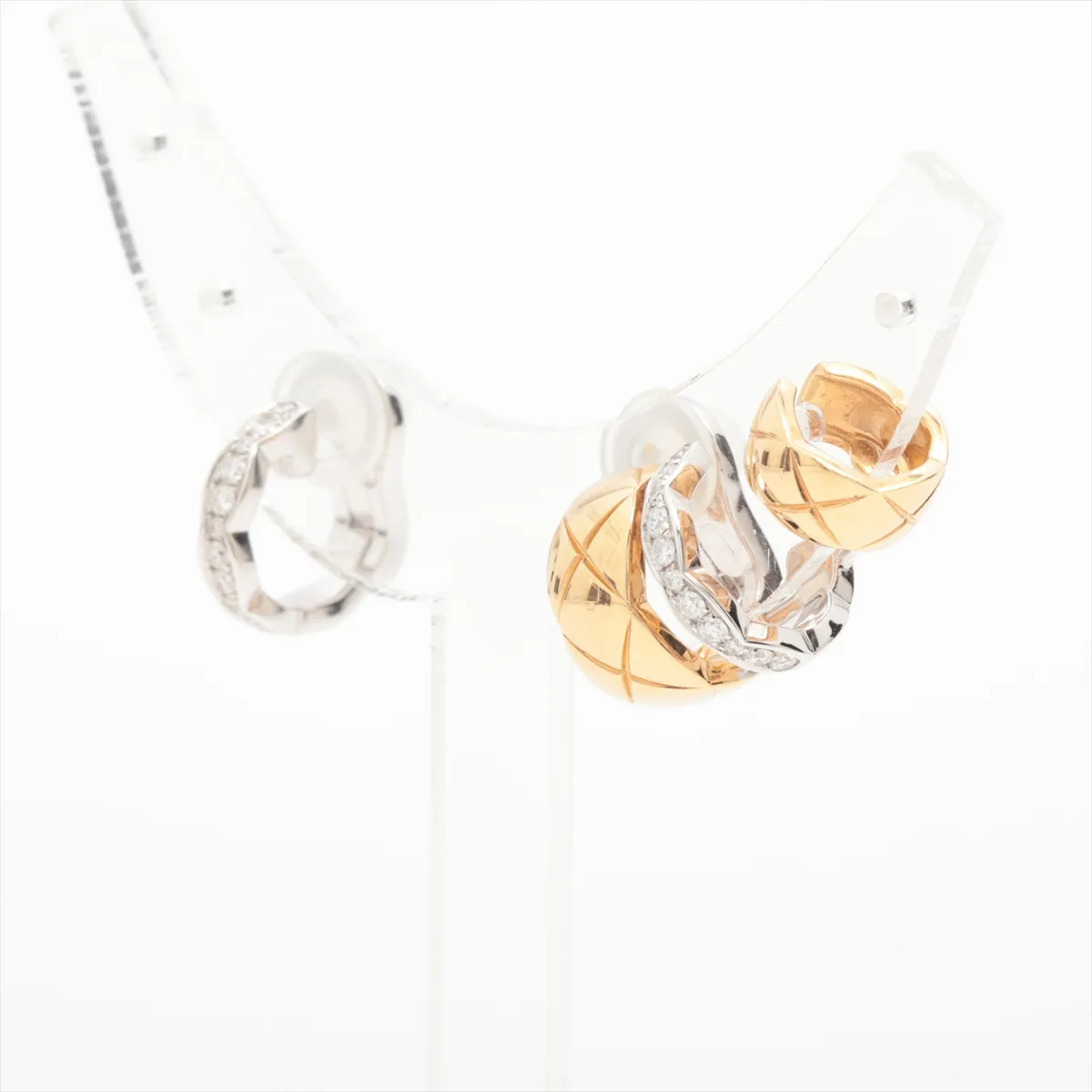 Coco Crush Diamond Earrings, 750 (Yellow Gold x White Gold), 7.8g, DM6516, Metal — view 3