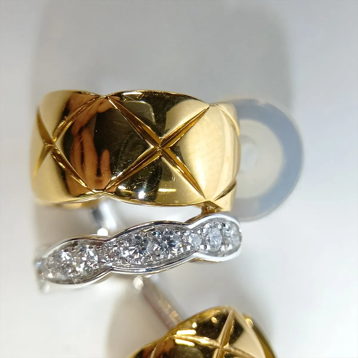 Coco Crush Diamond Earrings, 750 (Yellow Gold x White Gold), 7.8g, DM6516, Metal — view 8