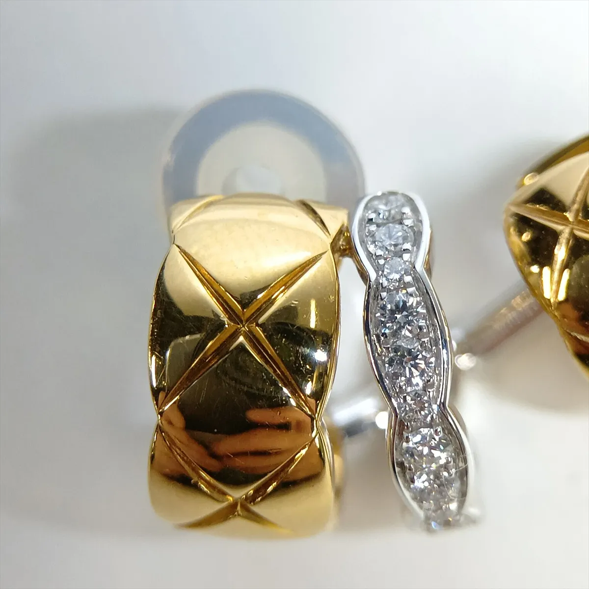Coco Crush Diamond Earrings, 750 (Yellow Gold x White Gold), 7.8g, DM6516, Metal — view 9