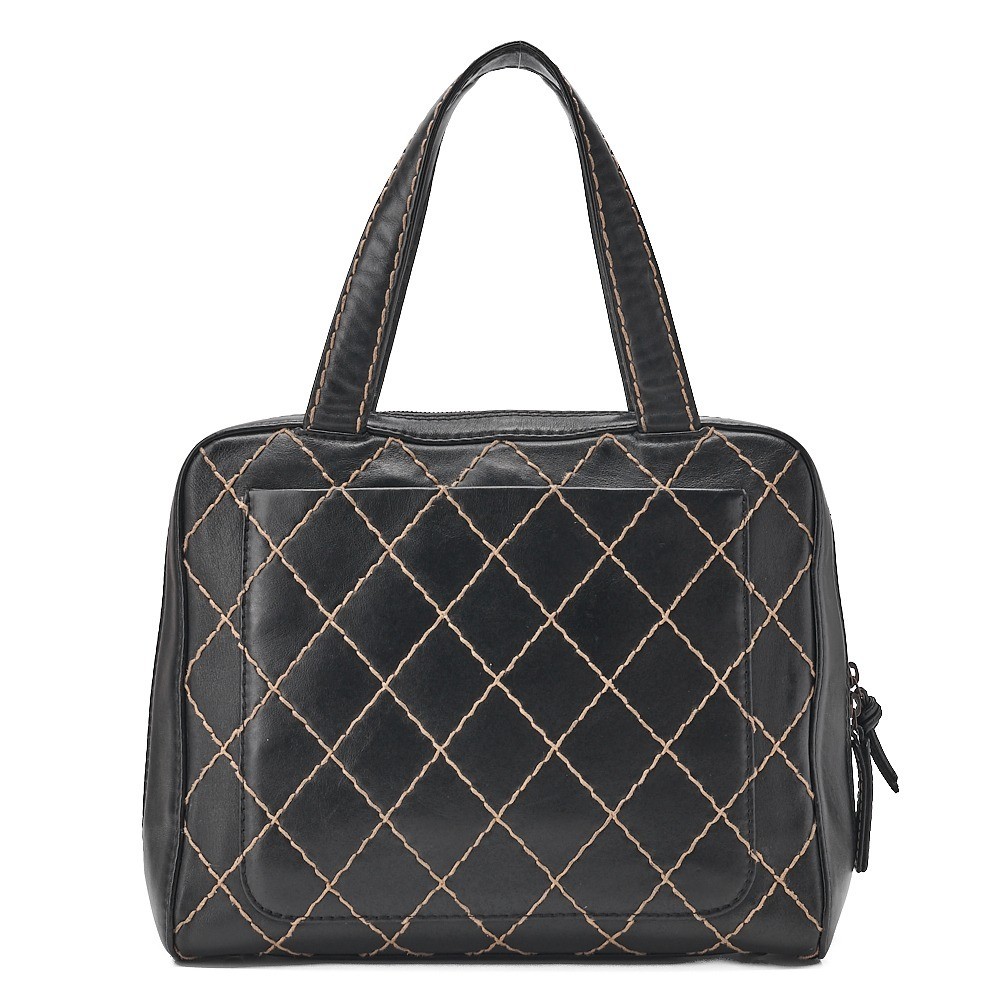 Calfskin Wild Stitch Tote Bag, Black, Silver Hardware, Item No. 6 — view 2