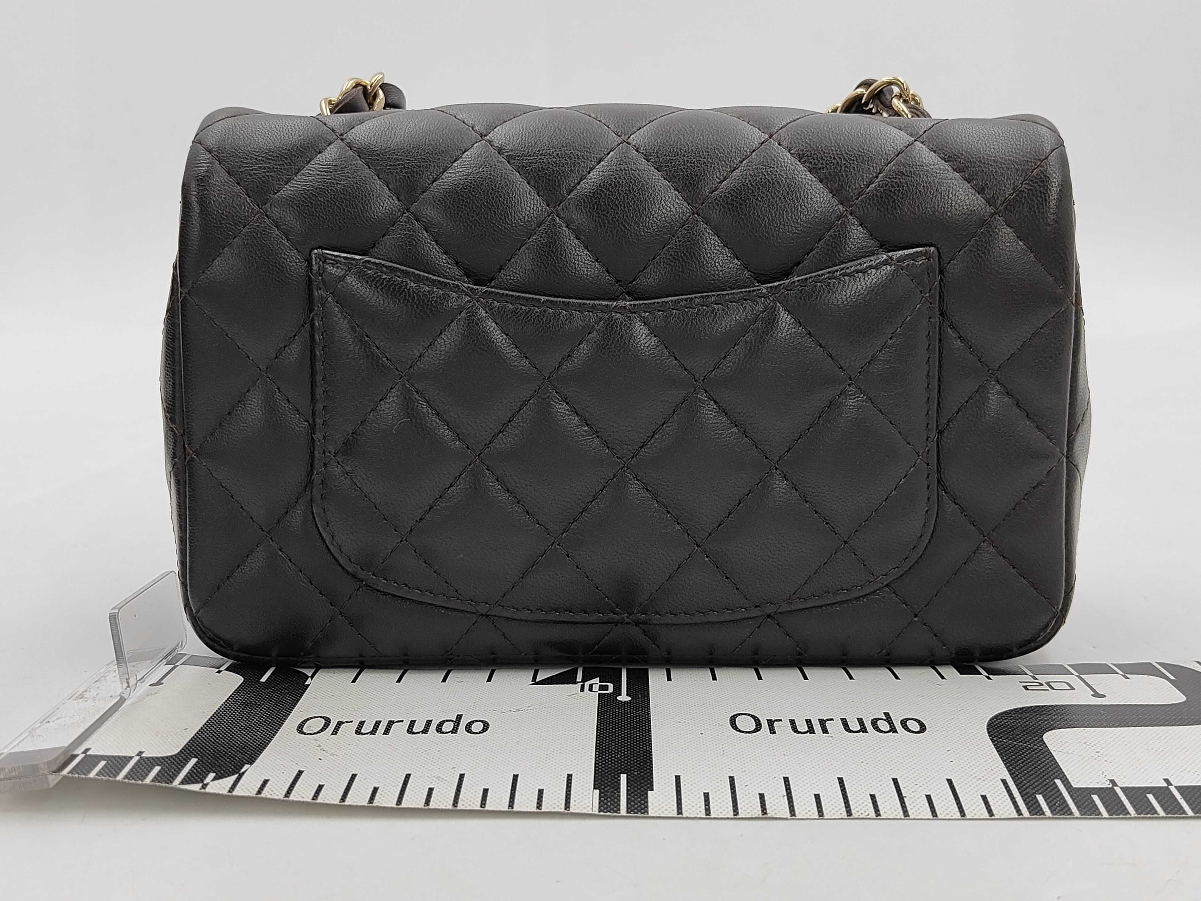 BAG LAMBSKIN CLASSIC FLAP MINI RECTANGLE BROWN MICROCHIPPED 20CM Shoulder Bag — view 2