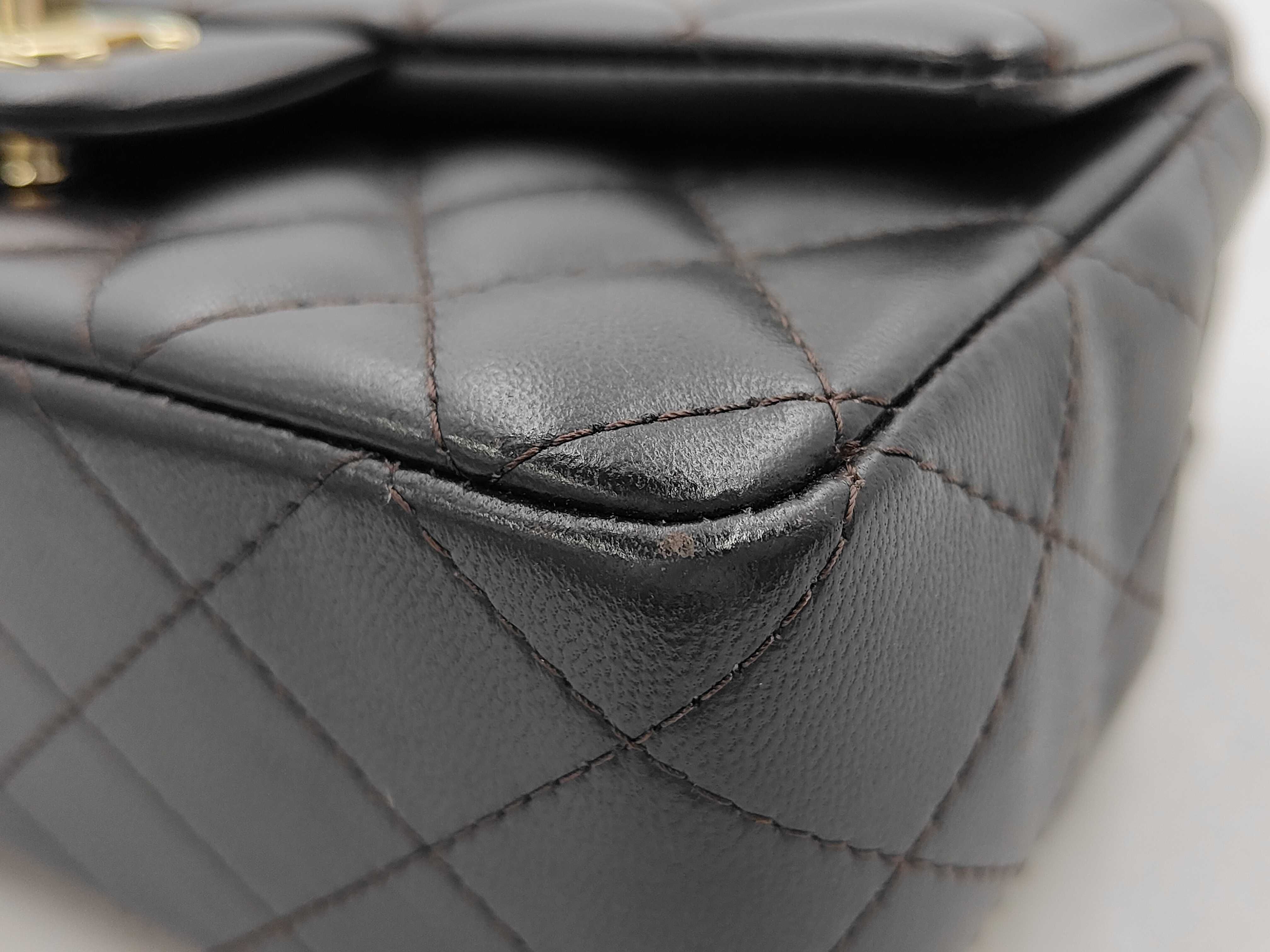 BAG LAMBSKIN CLASSIC FLAP MINI RECTANGLE BROWN MICROCHIPPED 20CM Shoulder Bag — view 6