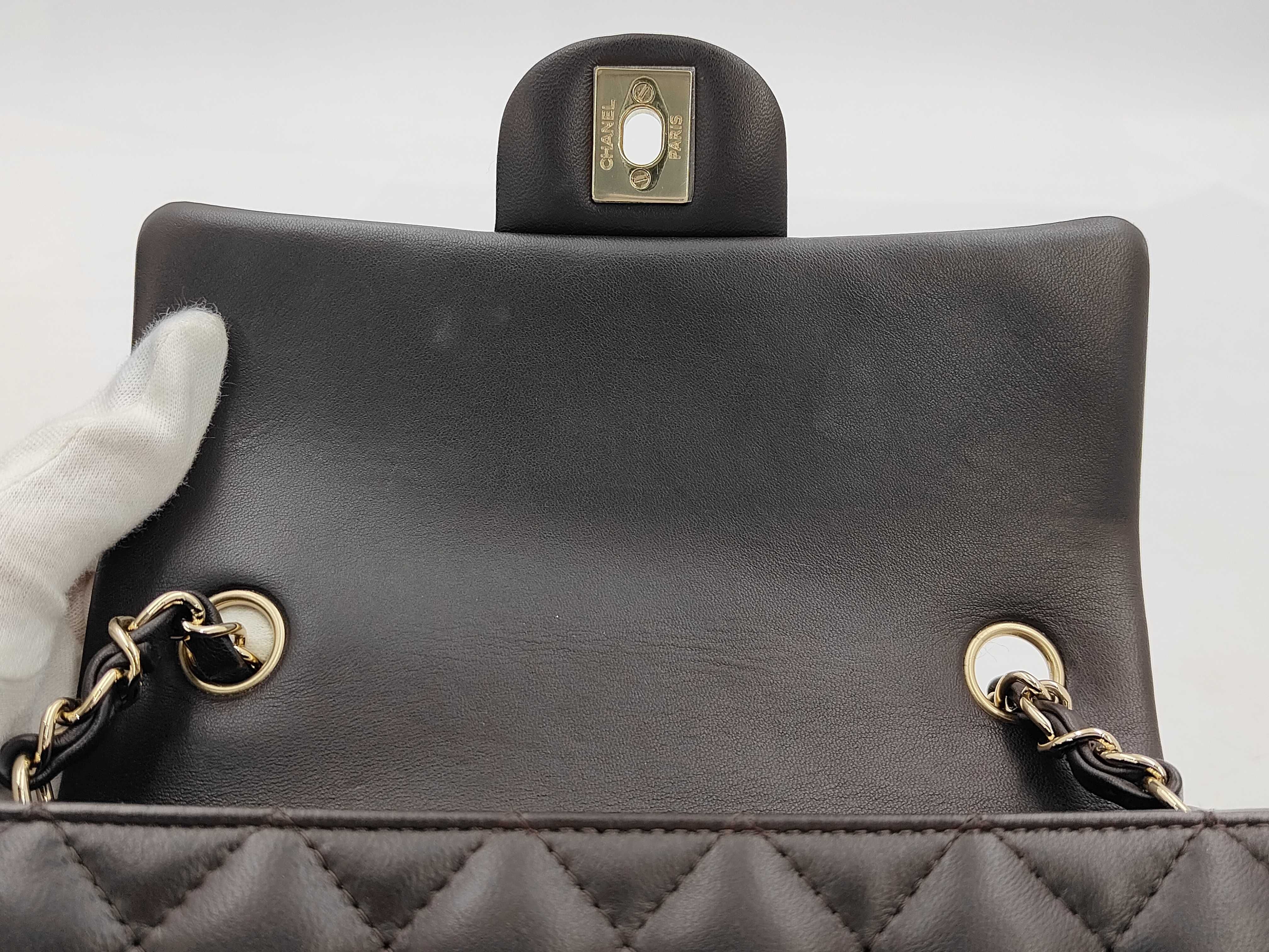 BAG LAMBSKIN CLASSIC FLAP MINI RECTANGLE BROWN MICROCHIPPED 20CM Shoulder Bag — view 8
