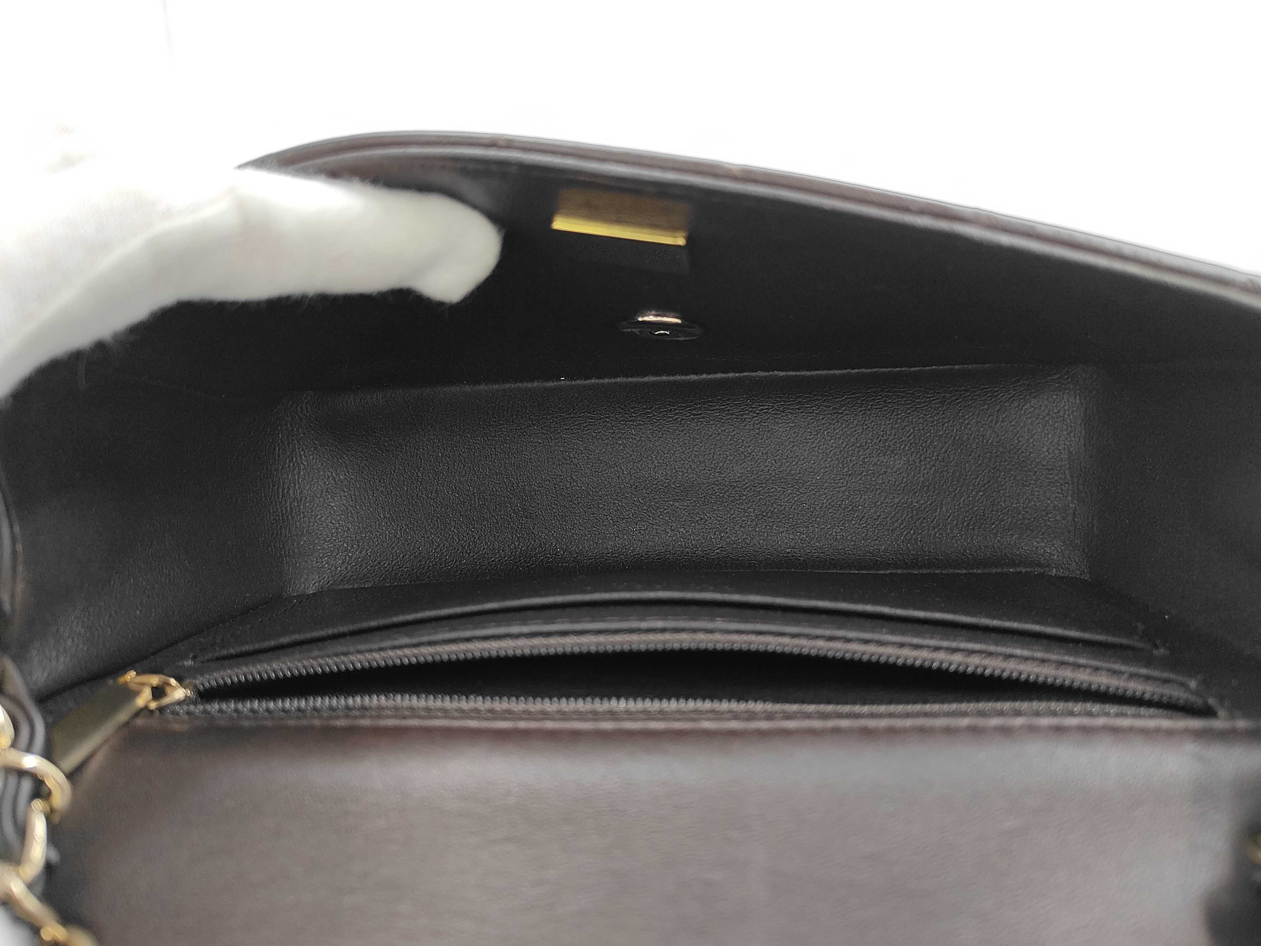 BAG LAMBSKIN CLASSIC FLAP MINI RECTANGLE BROWN MICROCHIPPED 20CM Shoulder Bag — view 9