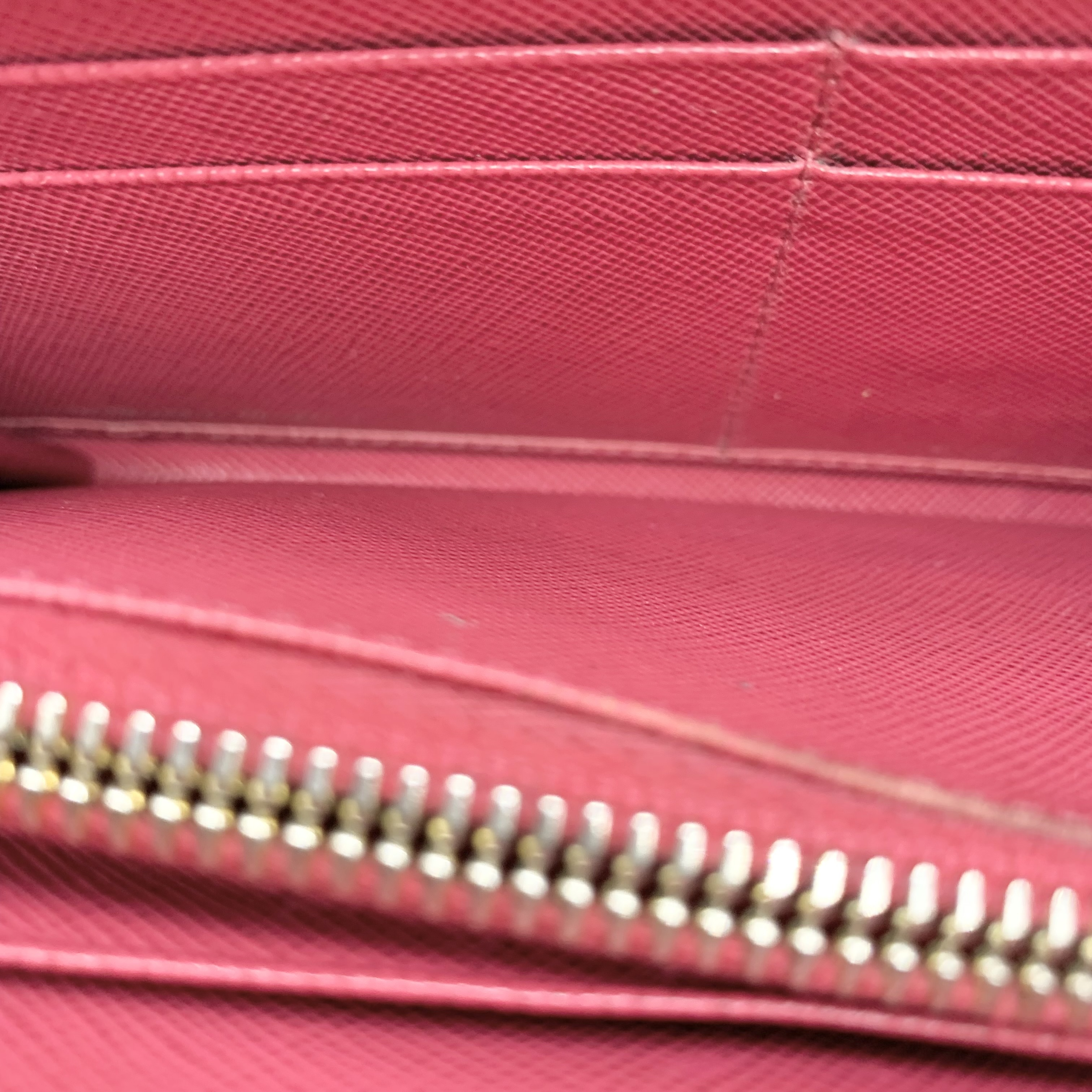 Saffiano Round Zip Long Wallet, Red — view 4