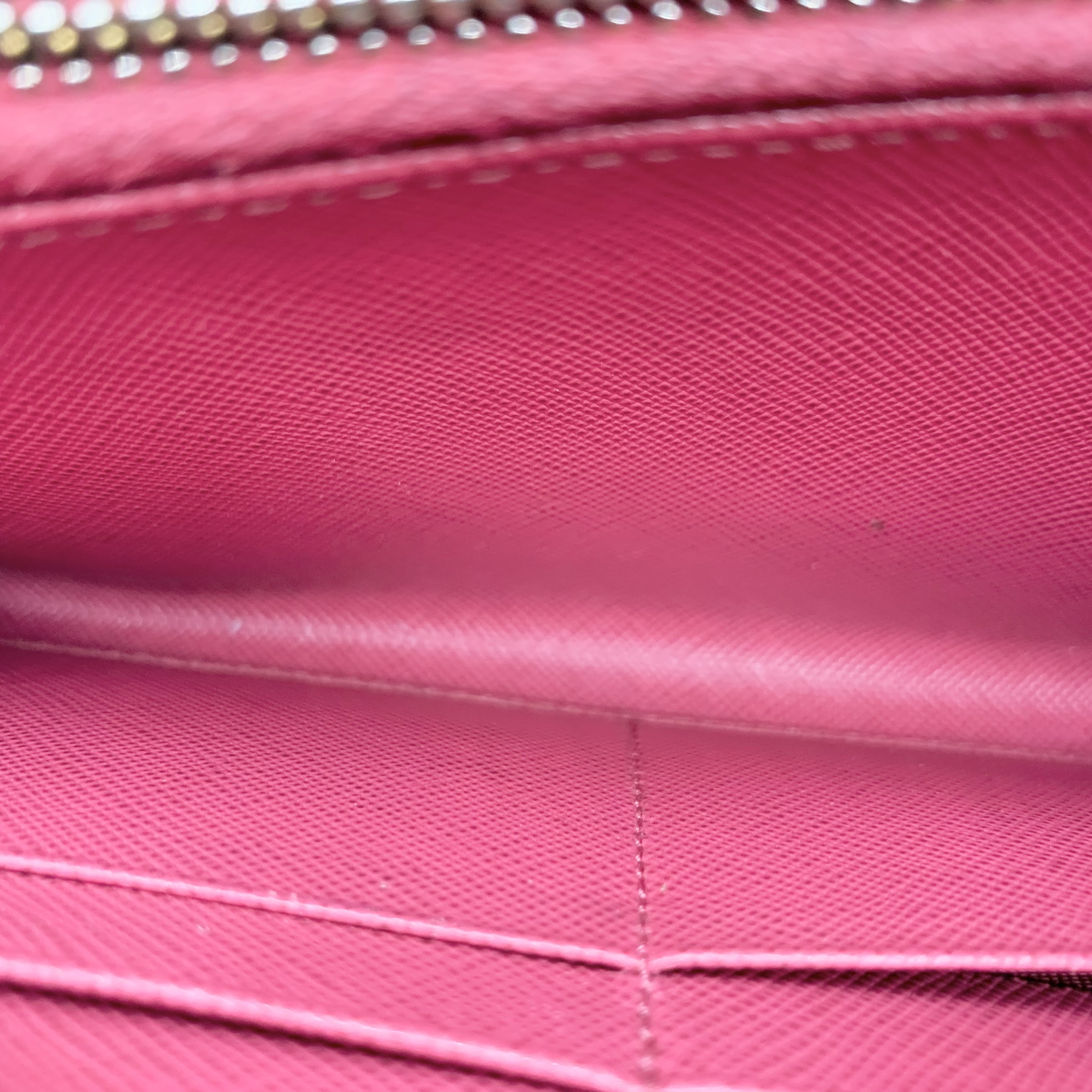 Saffiano Round Zip Long Wallet, Red — view 5
