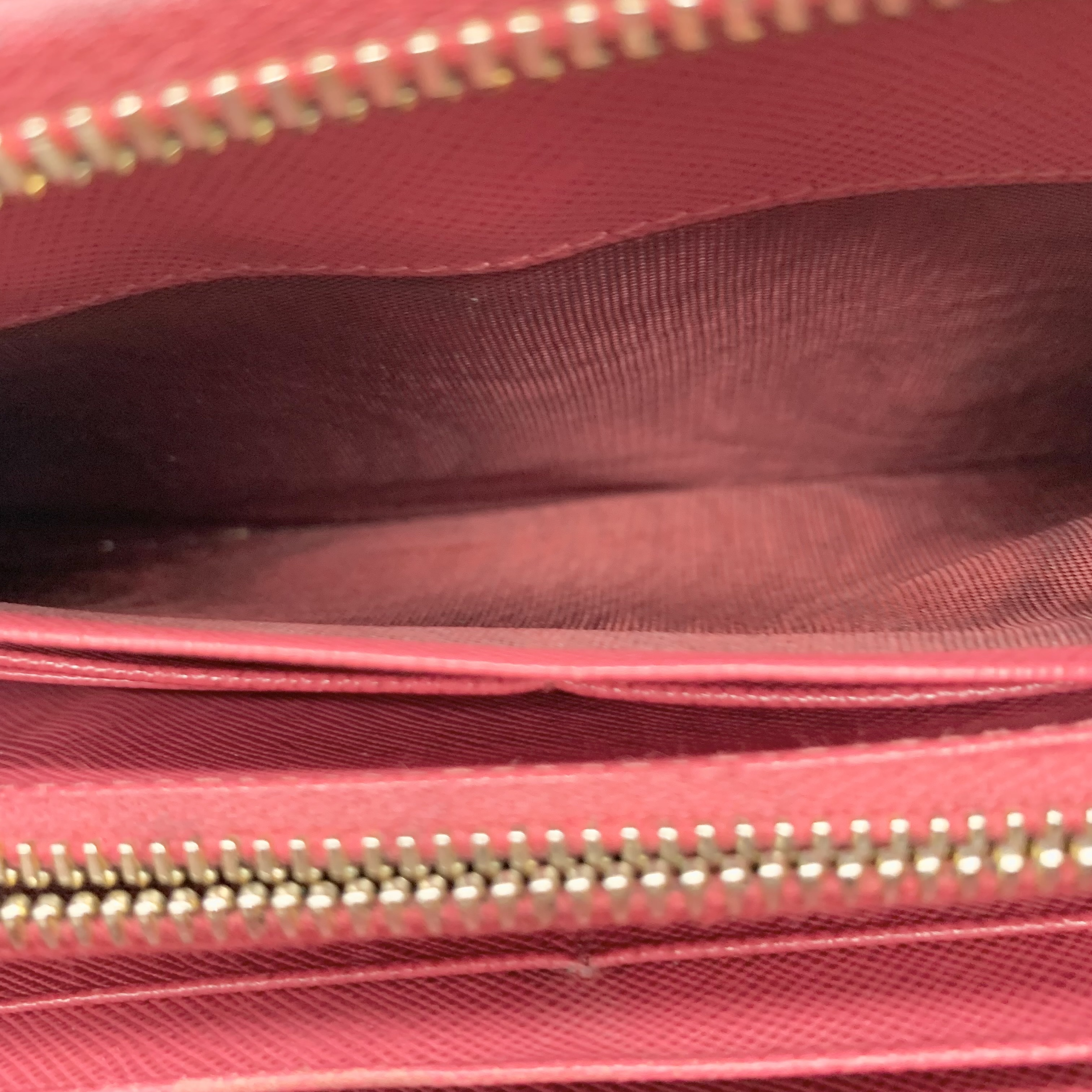Saffiano Round Zip Long Wallet, Red — view 7