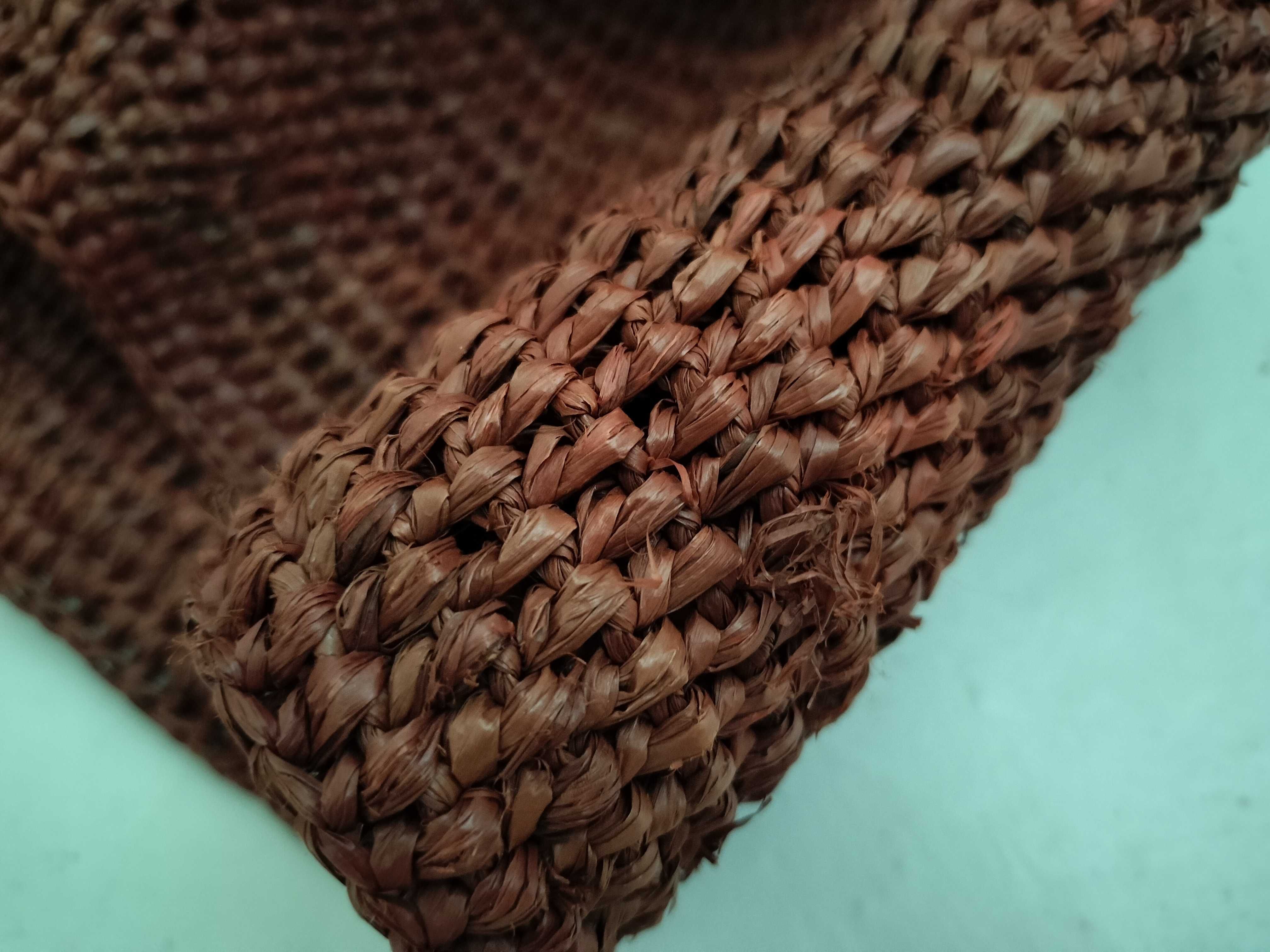 Raffia x Leather Basket Bag, Black x Beige, 236743 Tote Bag — view 15