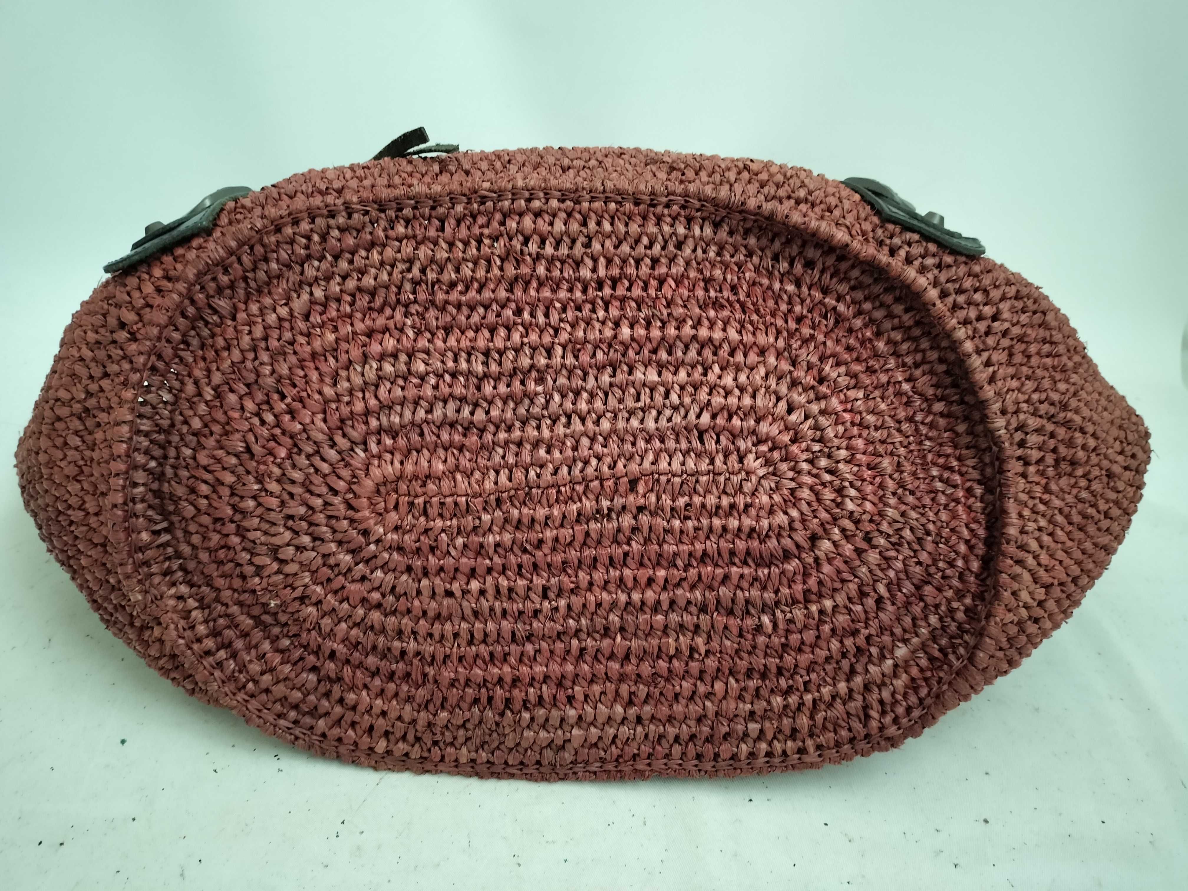 Raffia x Leather Basket Bag, Black x Beige, 236743 Tote Bag — view 7