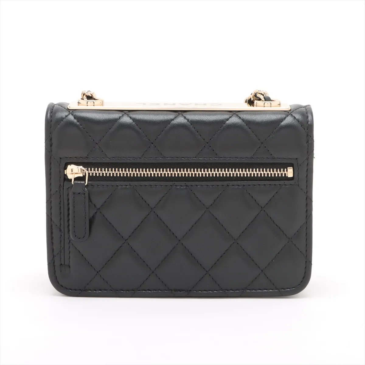 Trendy CC Lamb Chain Wallet Black Gold Hardware T5A8PCLK Random Serial — view 2