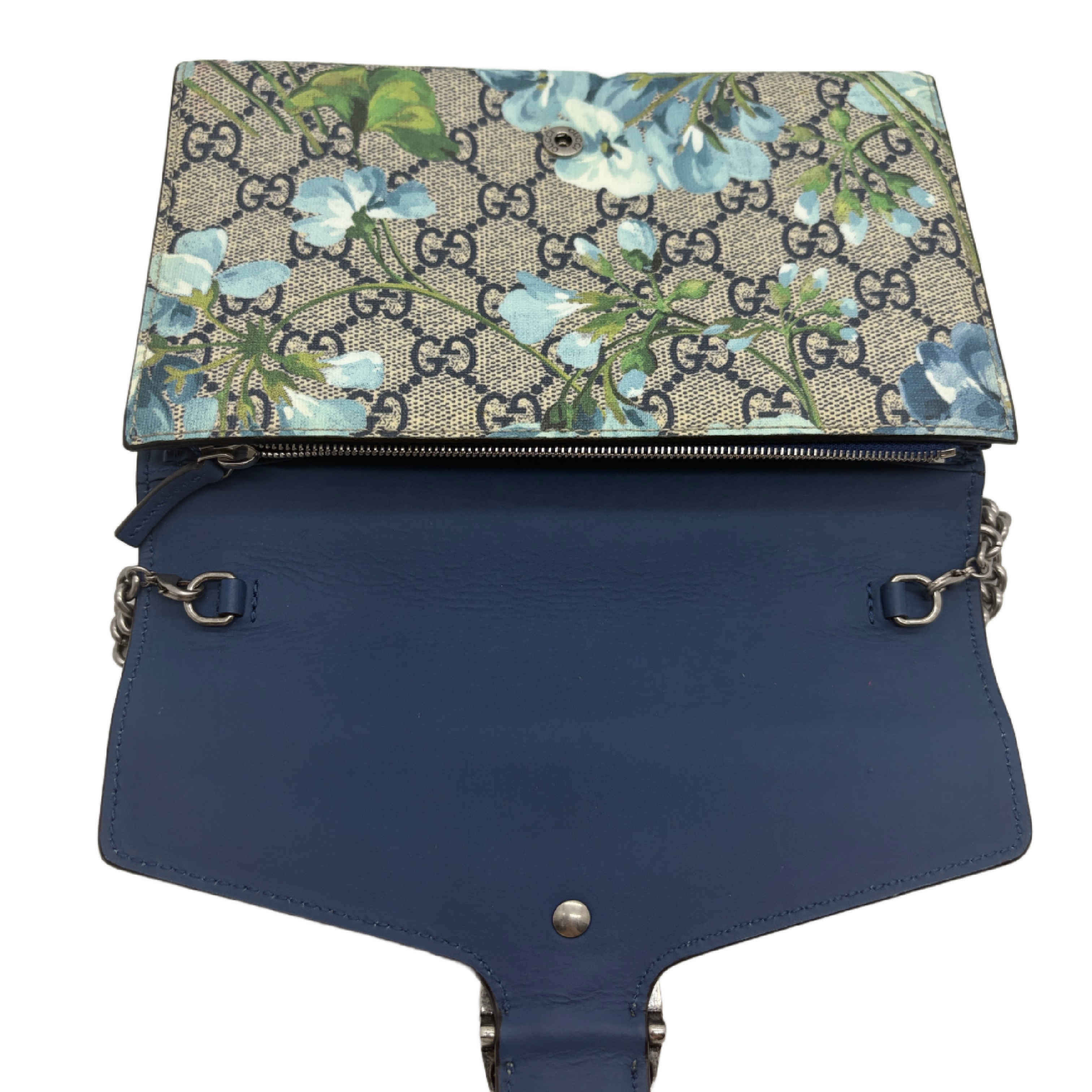 Dionysus GG Supreme Blue Flower Print Chain Shoulder Bag — view 11