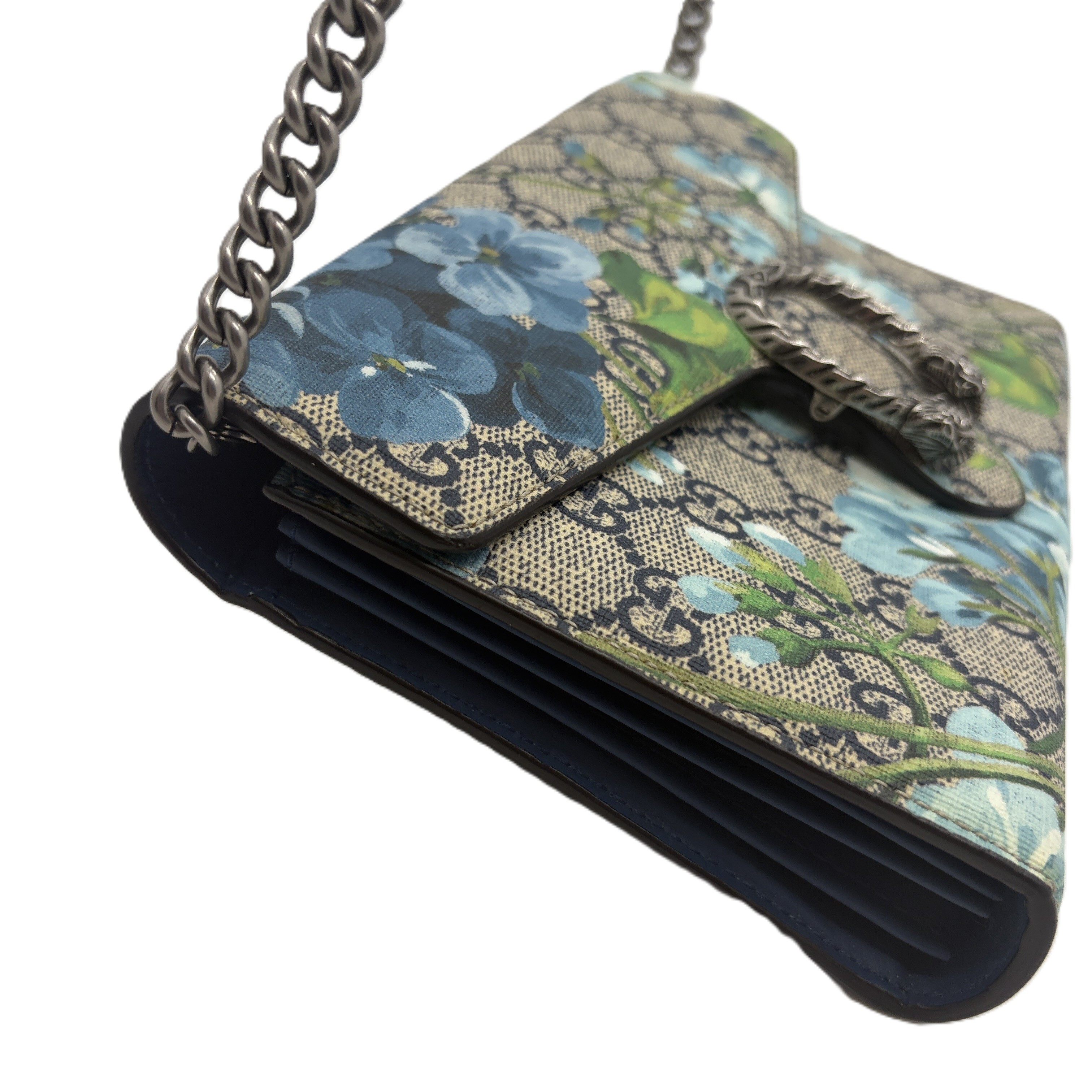 Dionysus GG Supreme Blue Flower Print Chain Shoulder Bag — view 3