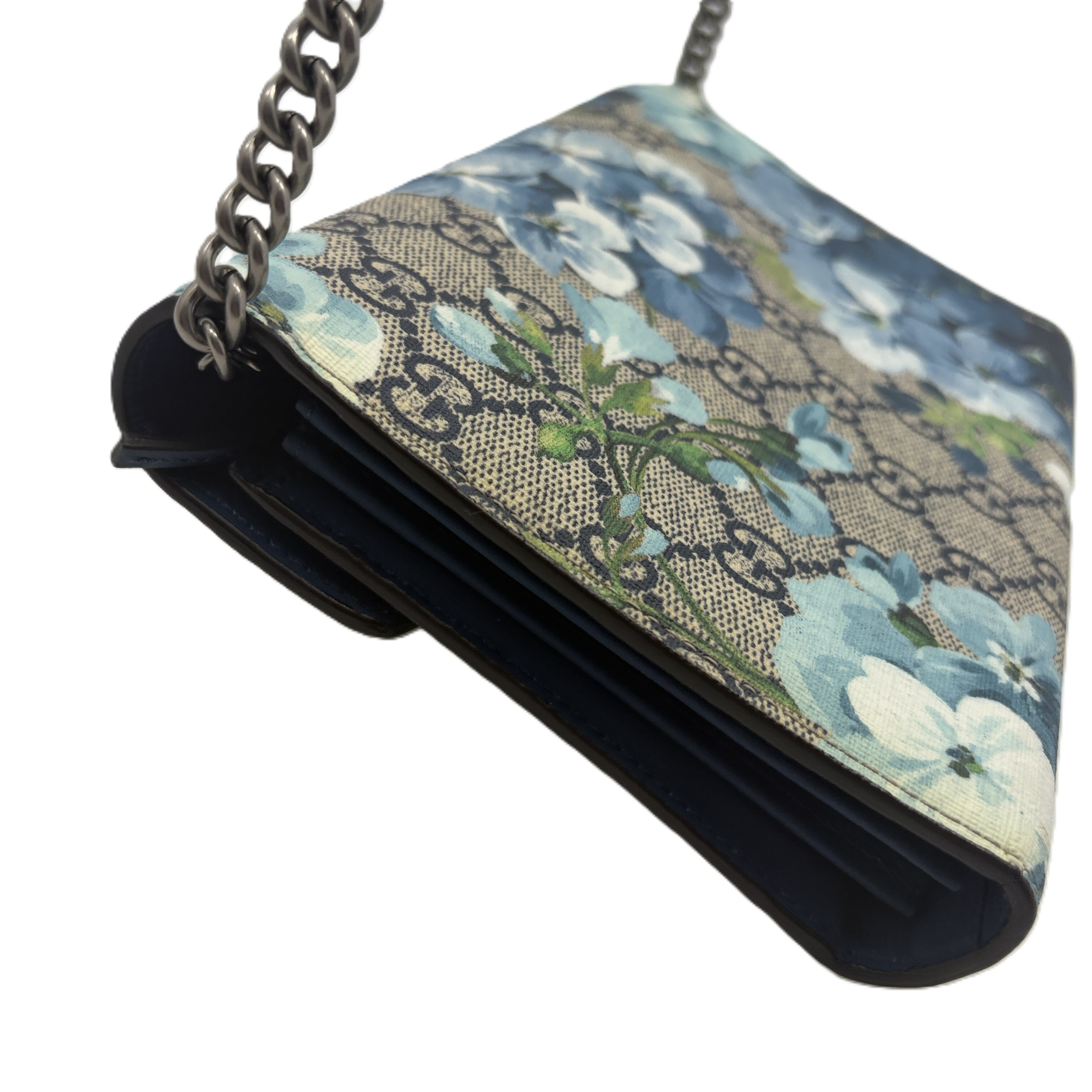 Dionysus GG Supreme Blue Flower Print Chain Shoulder Bag — view 4