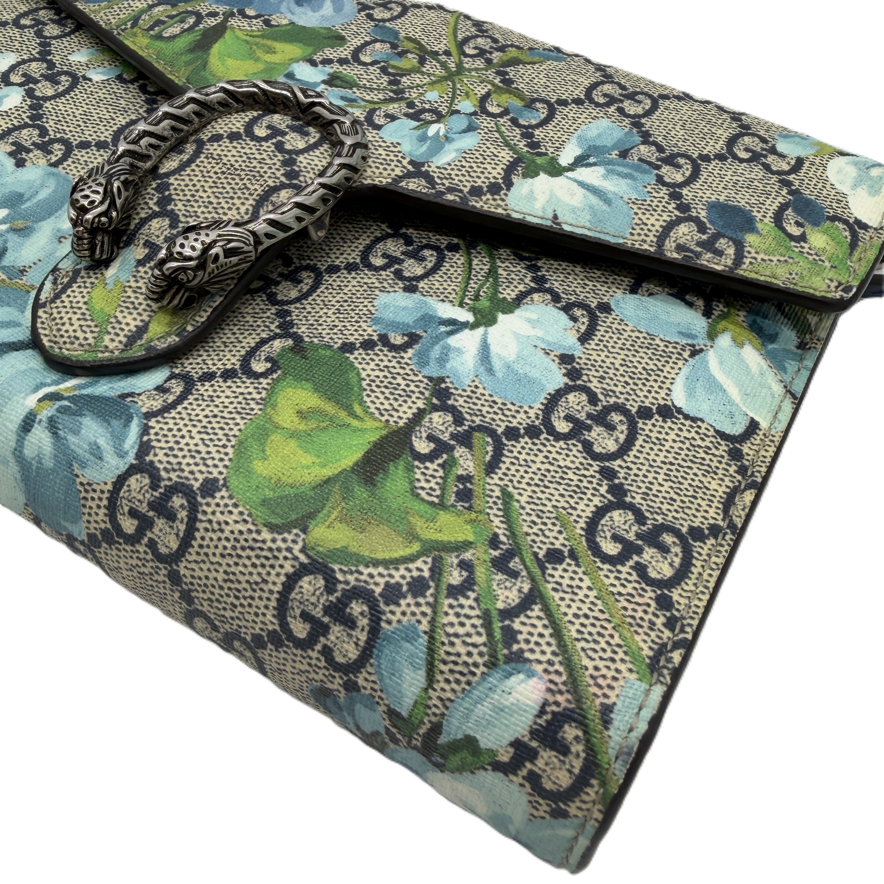 Dionysus GG Supreme Blue Flower Print Chain Shoulder Bag — view 7