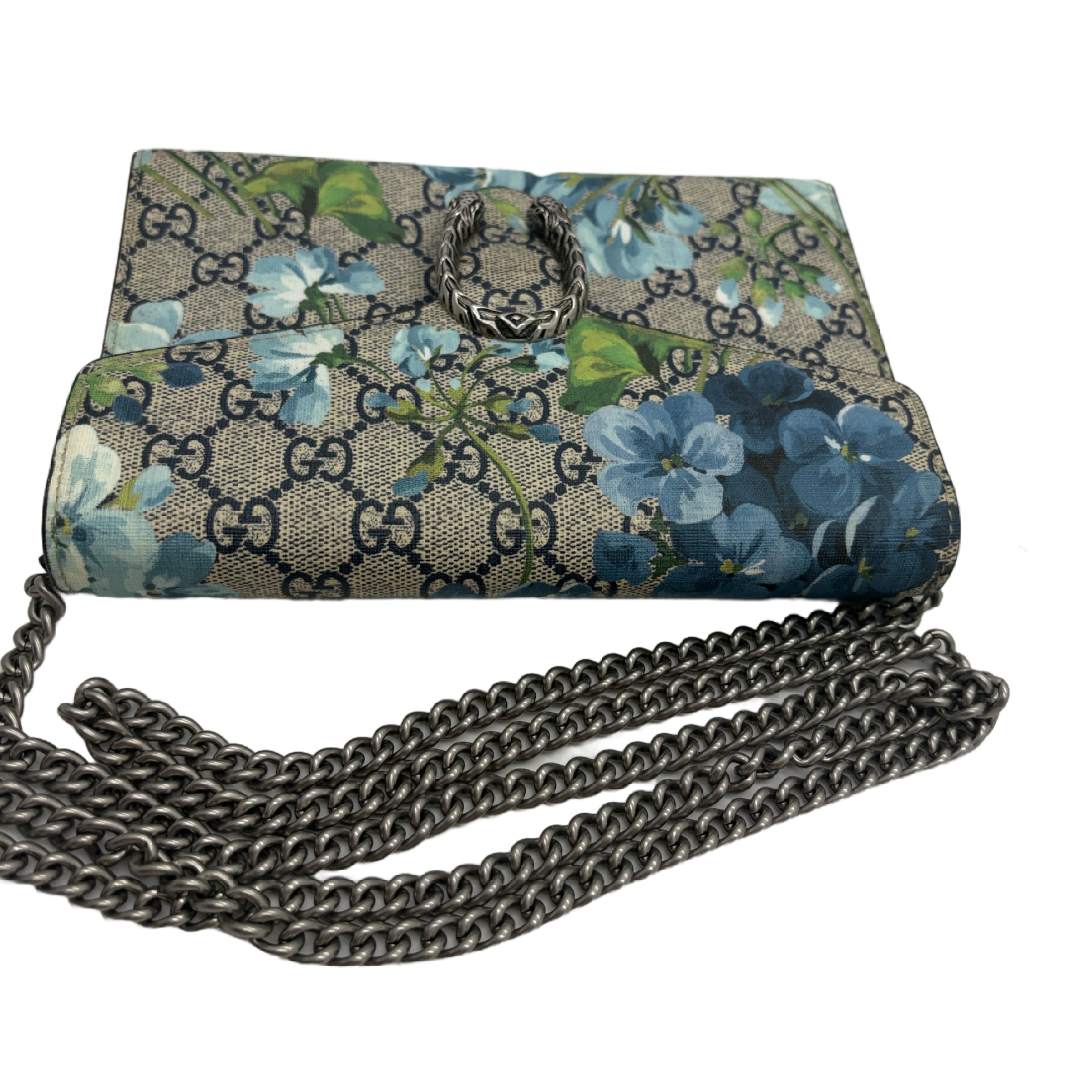Dionysus GG Supreme Blue Flower Print Chain Shoulder Bag — view 10