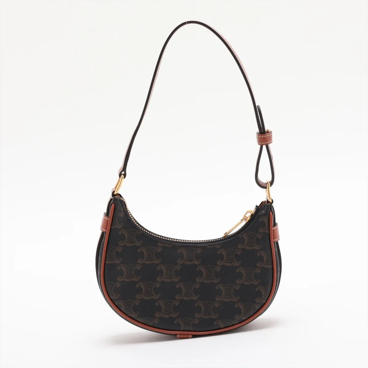 Triomphe Ava PVC x Leather Shoulder Bag, Black x Brown — view 2
