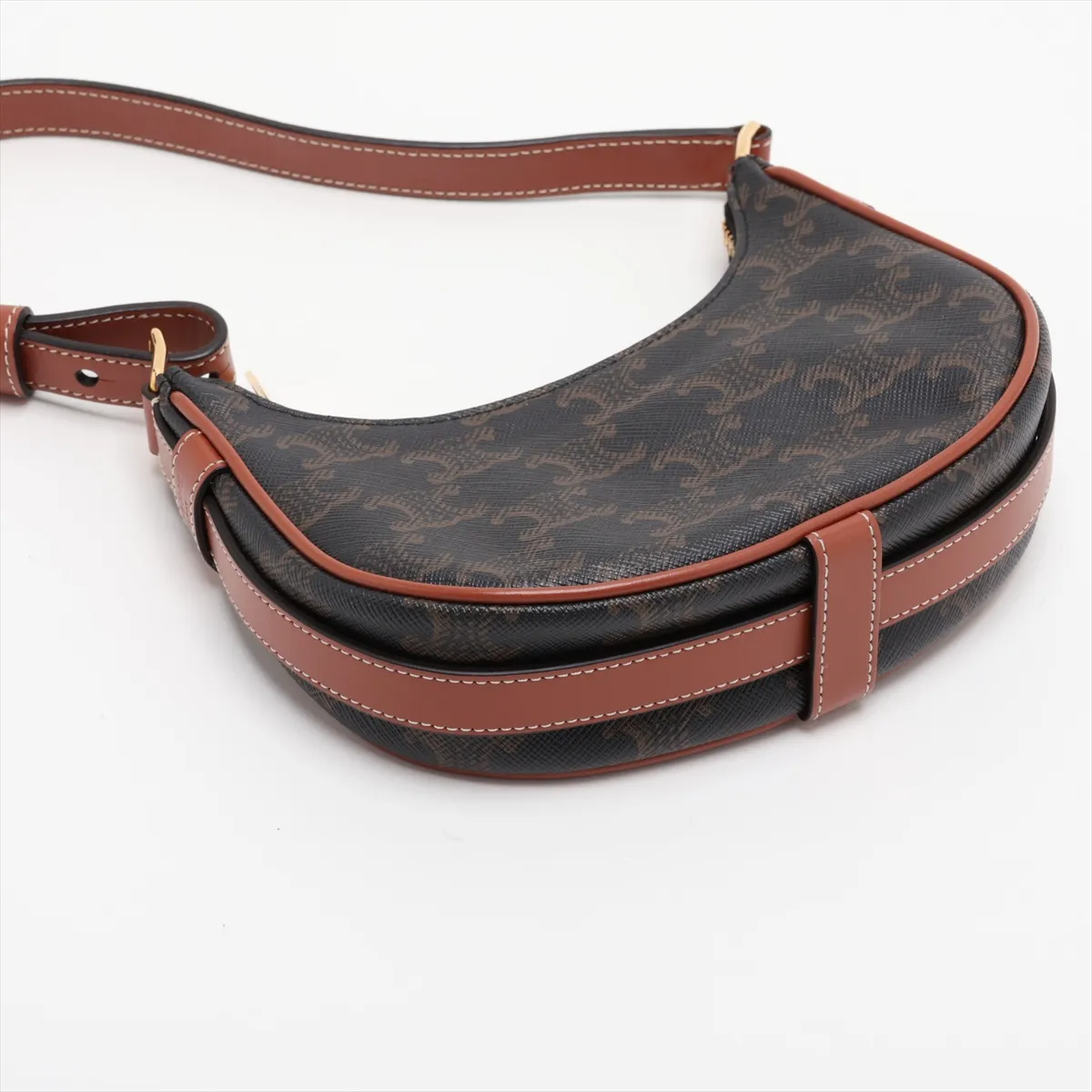 Triomphe Ava PVC x Leather Shoulder Bag, Black x Brown — view 4