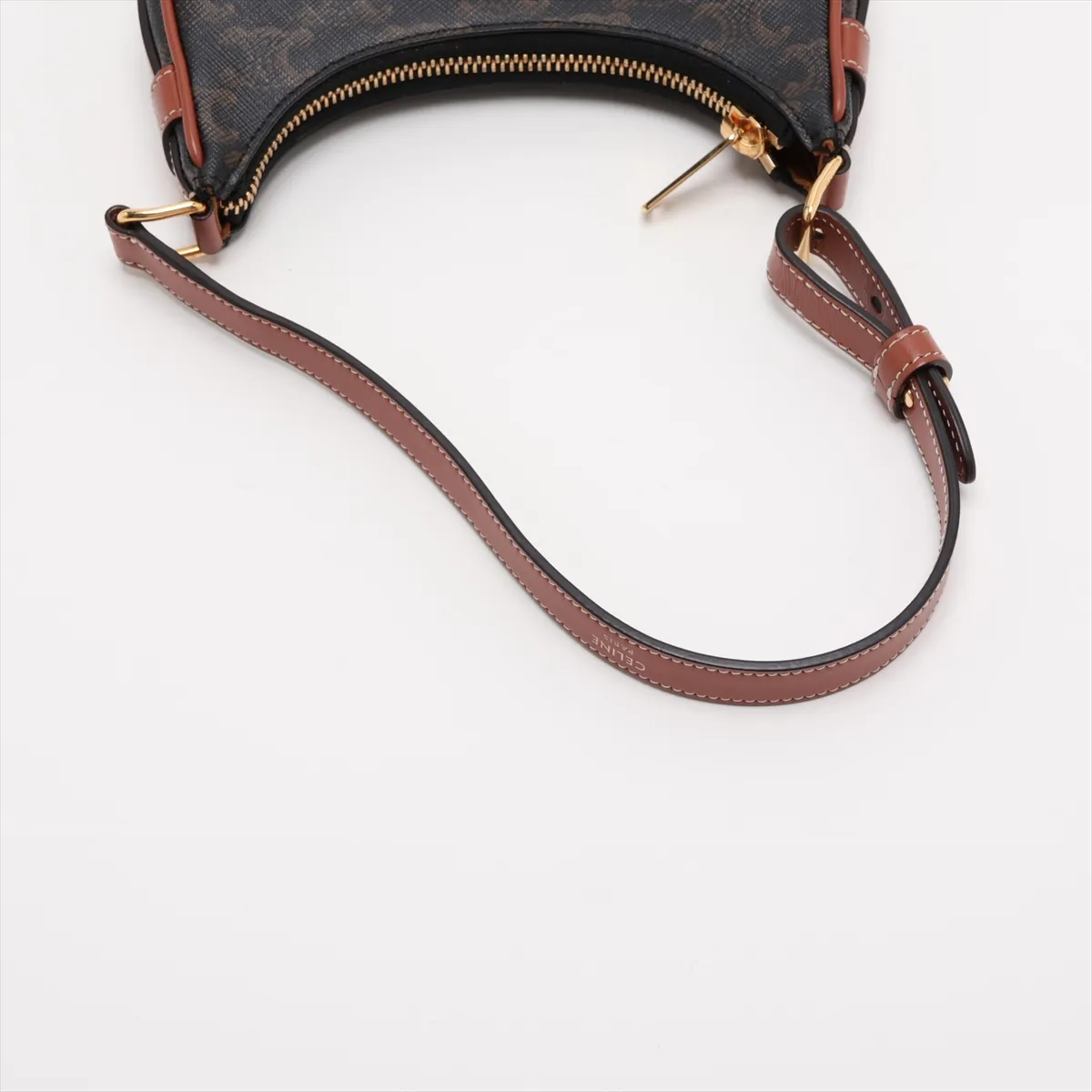 Triomphe Ava PVC x Leather Shoulder Bag, Black x Brown — view 5