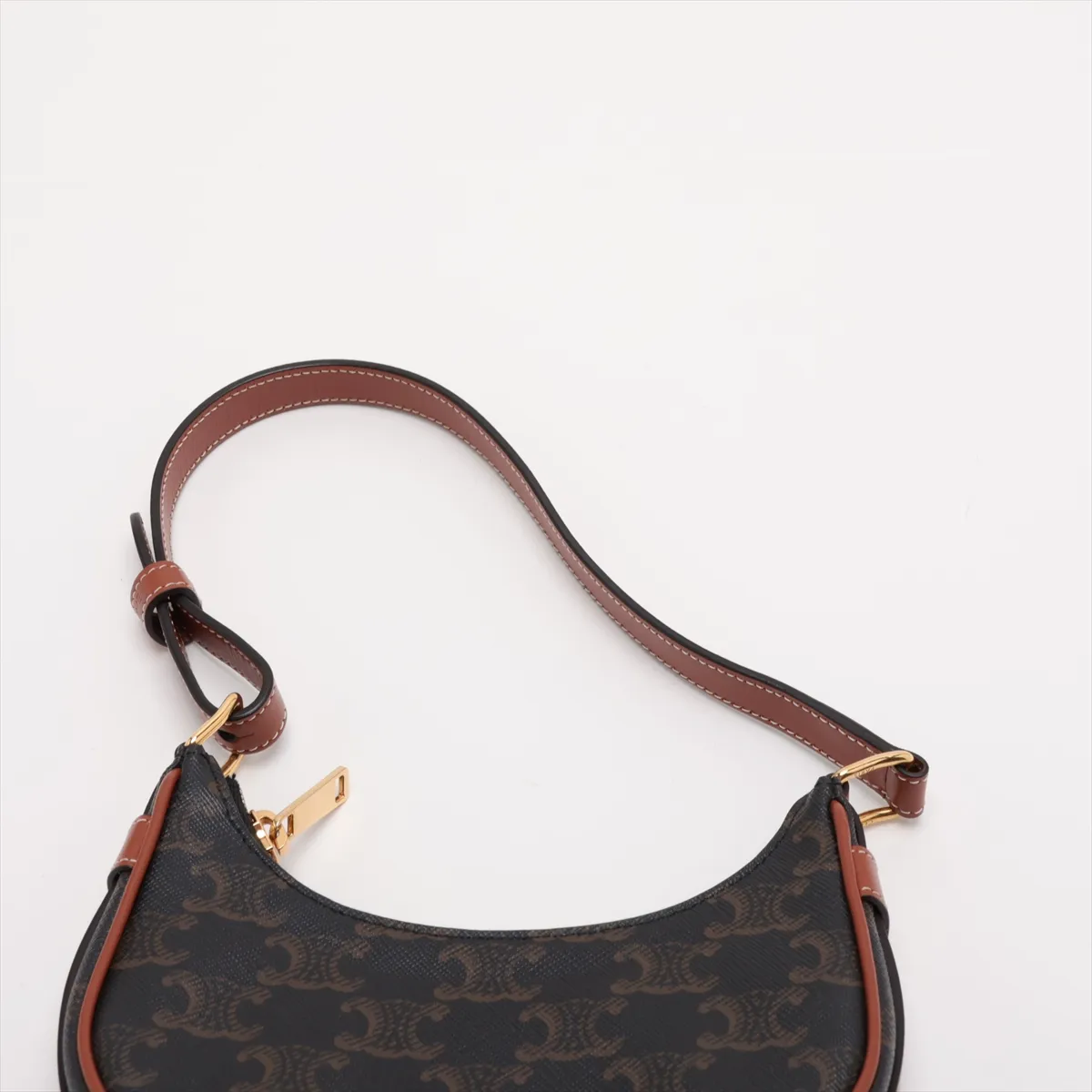 Triomphe Ava PVC x Leather Shoulder Bag, Black x Brown — view 6