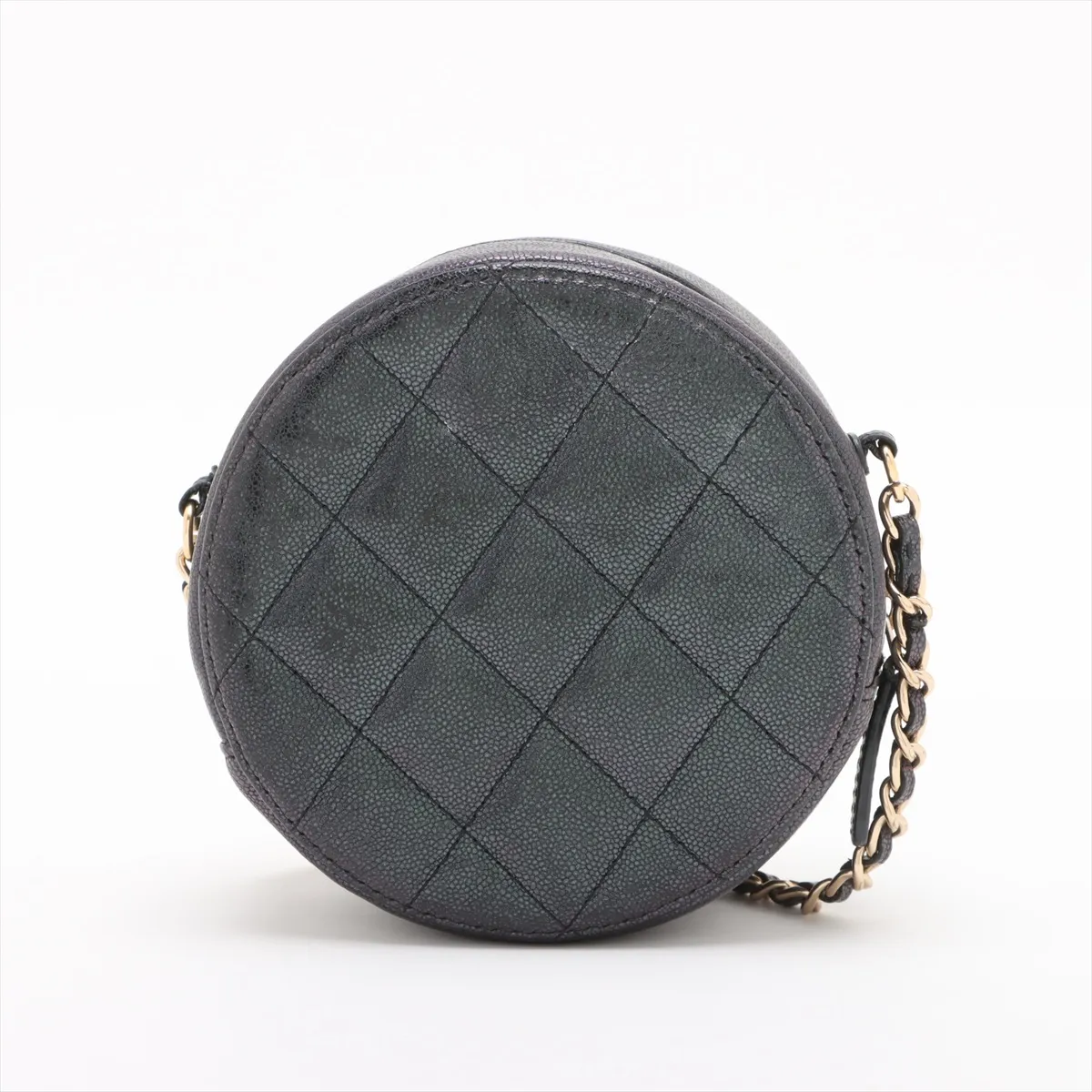 Matelasse caviar skin chain shoulder bag round aurora gold hardware 27751987 27th series — view 2