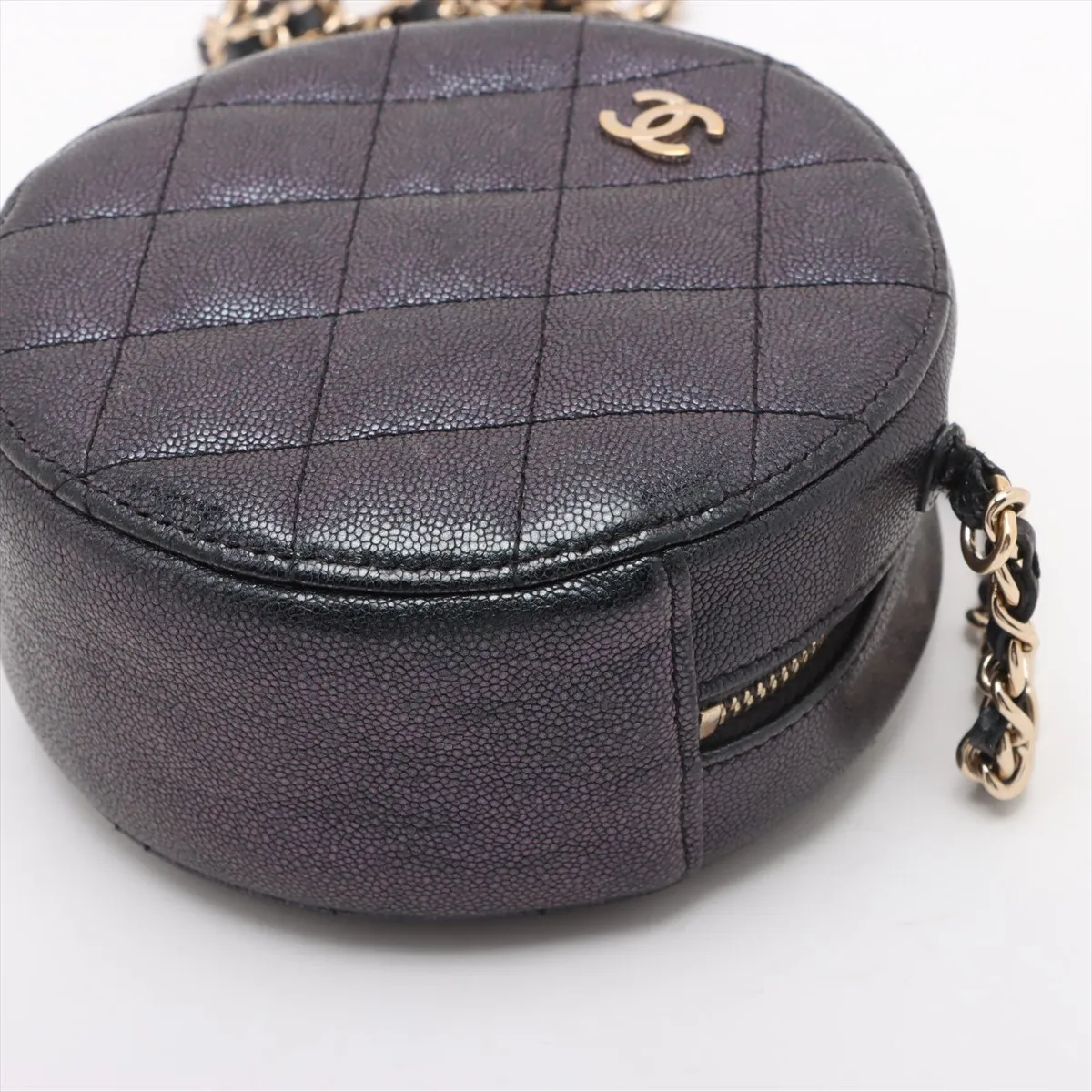 Matelasse caviar skin chain shoulder bag round aurora gold hardware 27751987 27th series — view 3