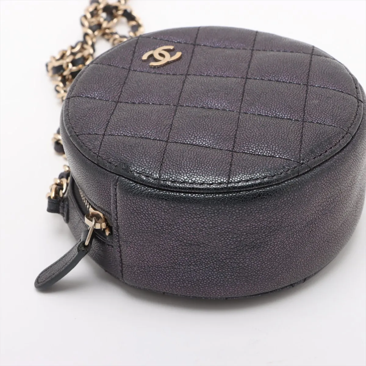 Matelasse caviar skin chain shoulder bag round aurora gold hardware 27751987 27th series — view 4