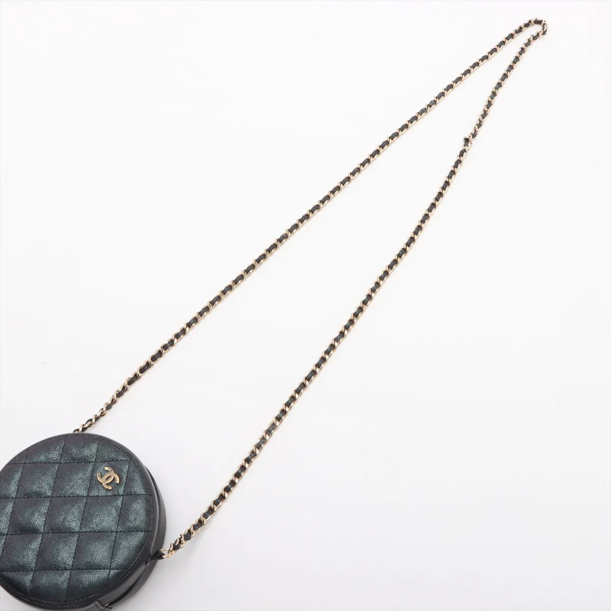 Matelasse caviar skin chain shoulder bag round aurora gold hardware 27751987 27th series — view 5