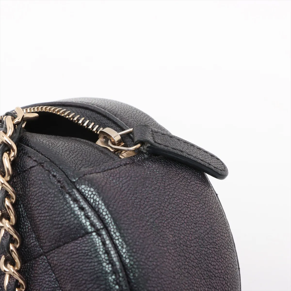 Matelasse caviar skin chain shoulder bag round aurora gold hardware 27751987 27th series — view 8