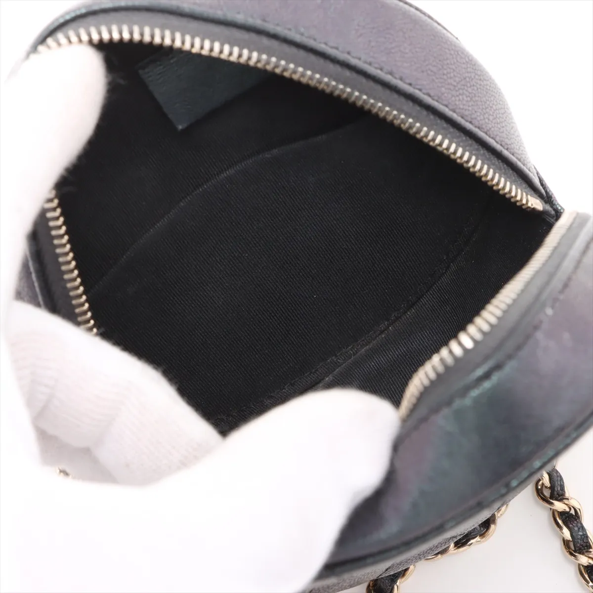 Matelasse caviar skin chain shoulder bag round aurora gold hardware 27751987 27th series — view 9
