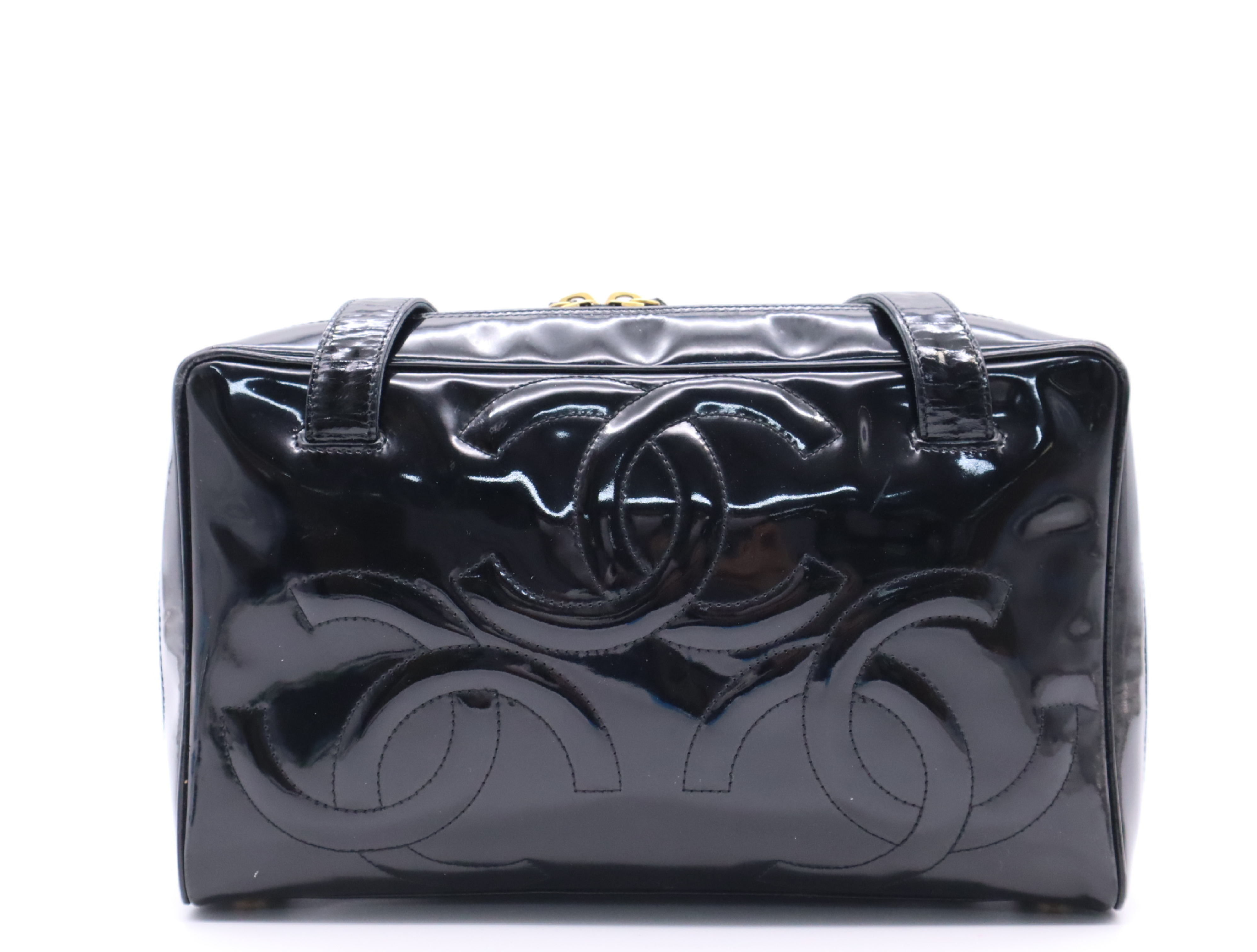 Enamel Triple Coco Handbag, Black, Gold Hardware, with original seal, 956630 Handbag — view 2