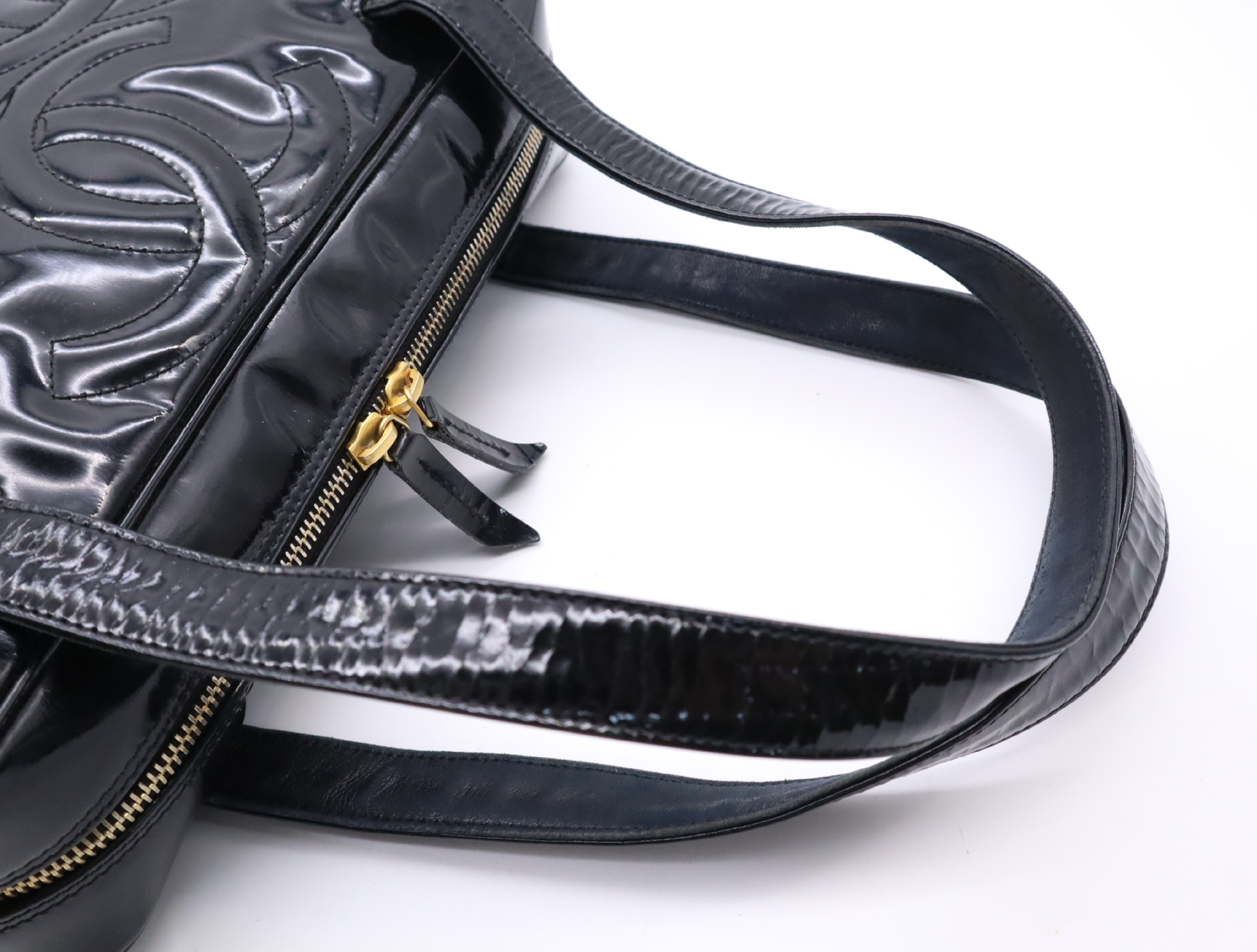 Enamel Triple Coco Handbag, Black, Gold Hardware, with original seal, 956630 Handbag — view 12