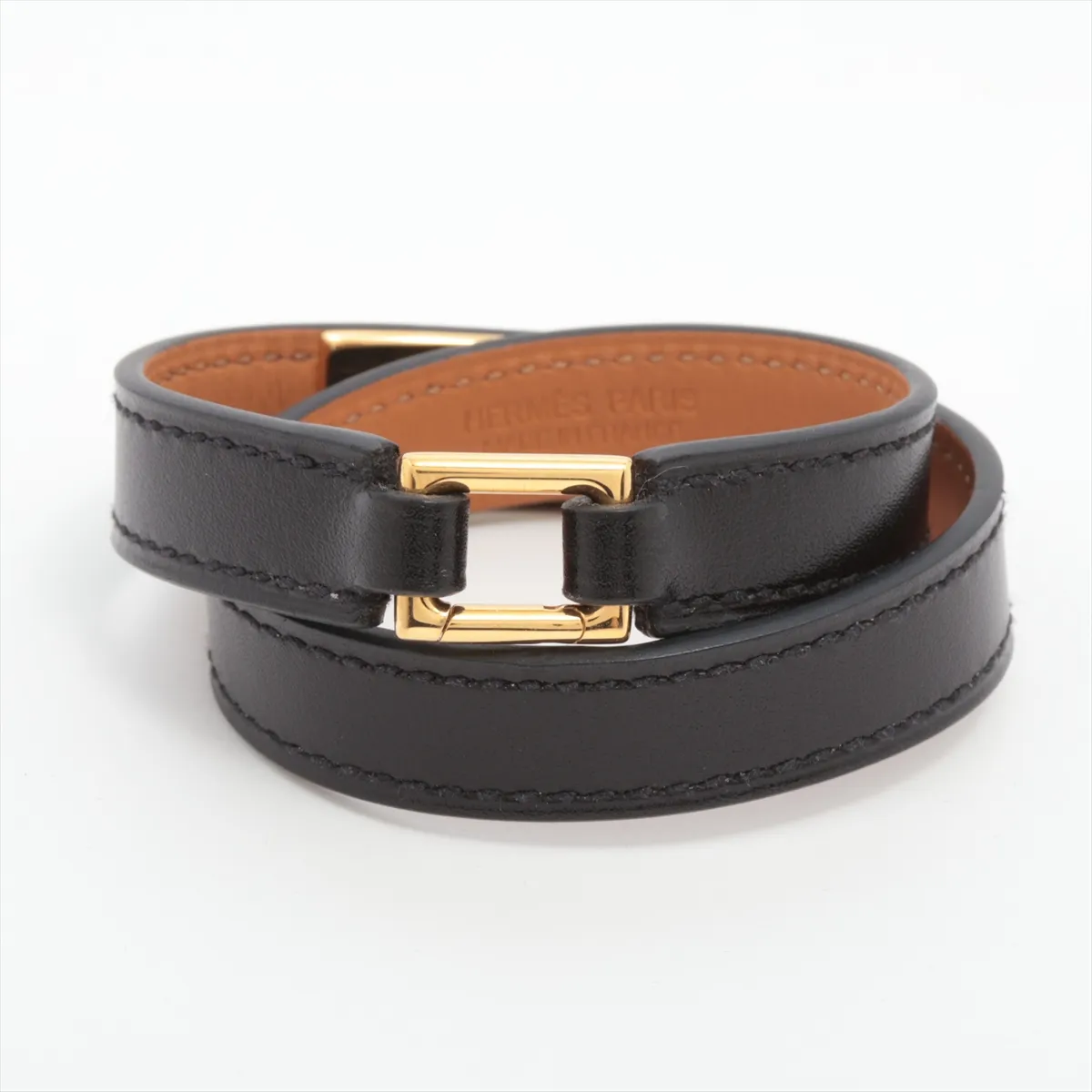Rivale Double Tour Bracelet R:2014 XS GP x Leather Black x Gold — view 2