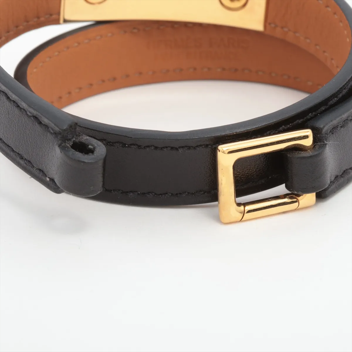 Rivale Double Tour Bracelet R:2014 XS GP x Leather Black x Gold — view 5