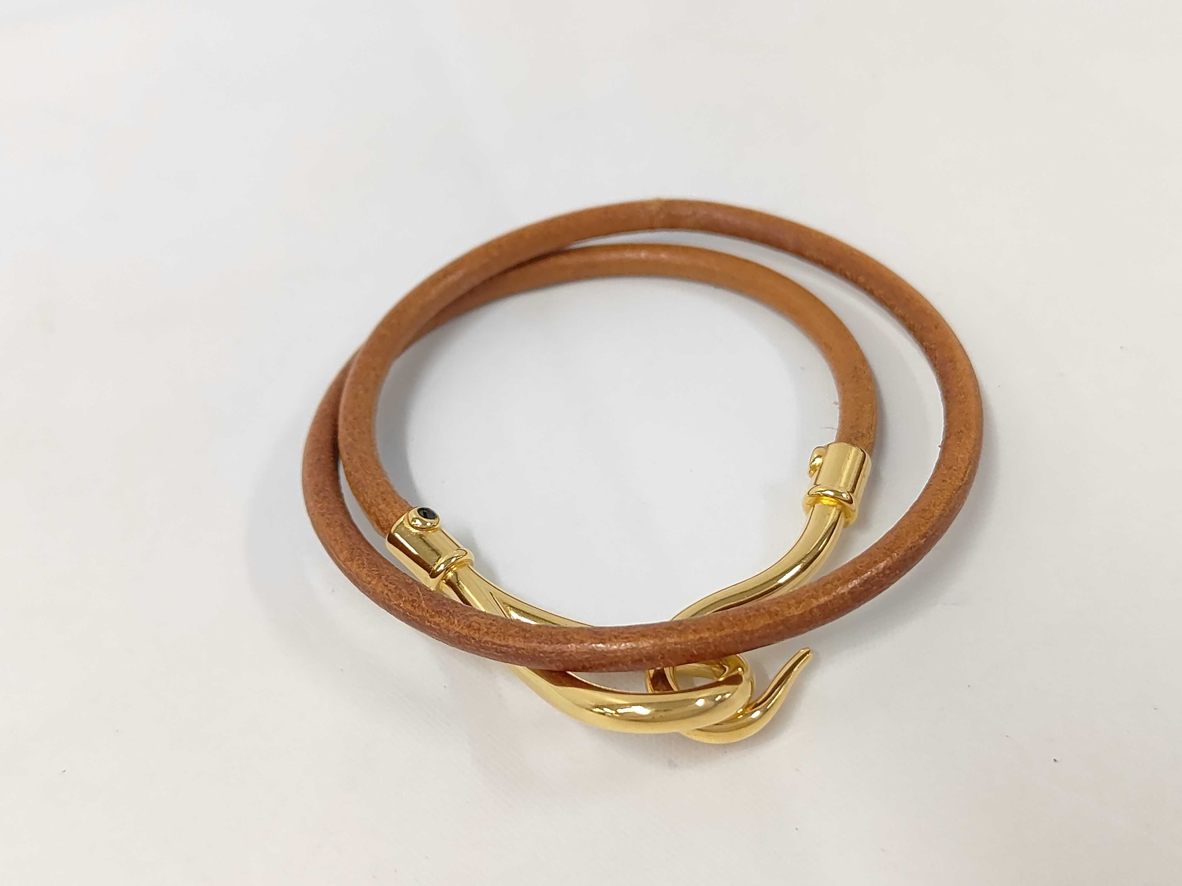 Jumbo Leather Gold Bracelet Choker Bracelet/Bangle — view 2