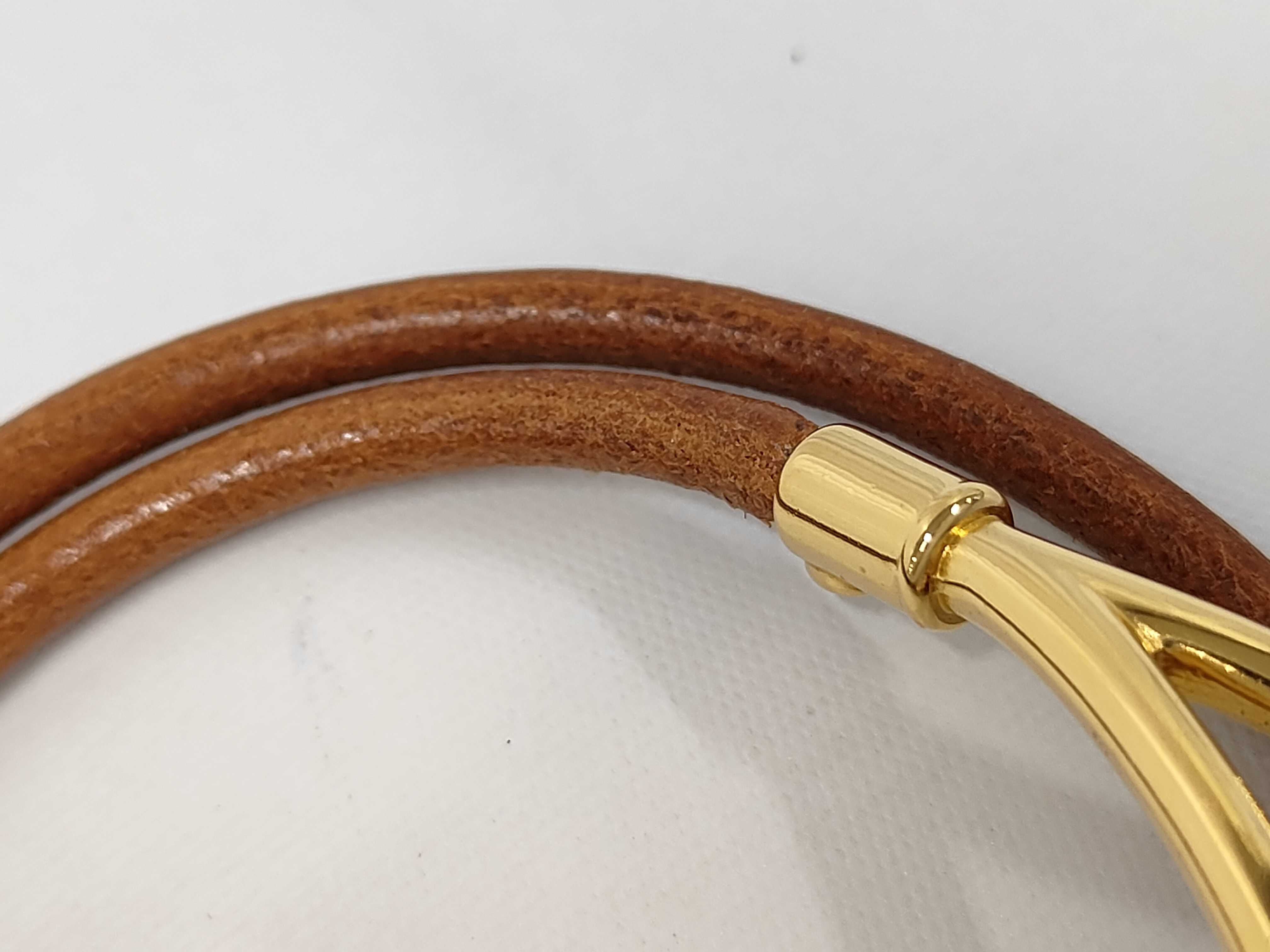 Jumbo Leather Gold Bracelet Choker Bracelet/Bangle — view 7