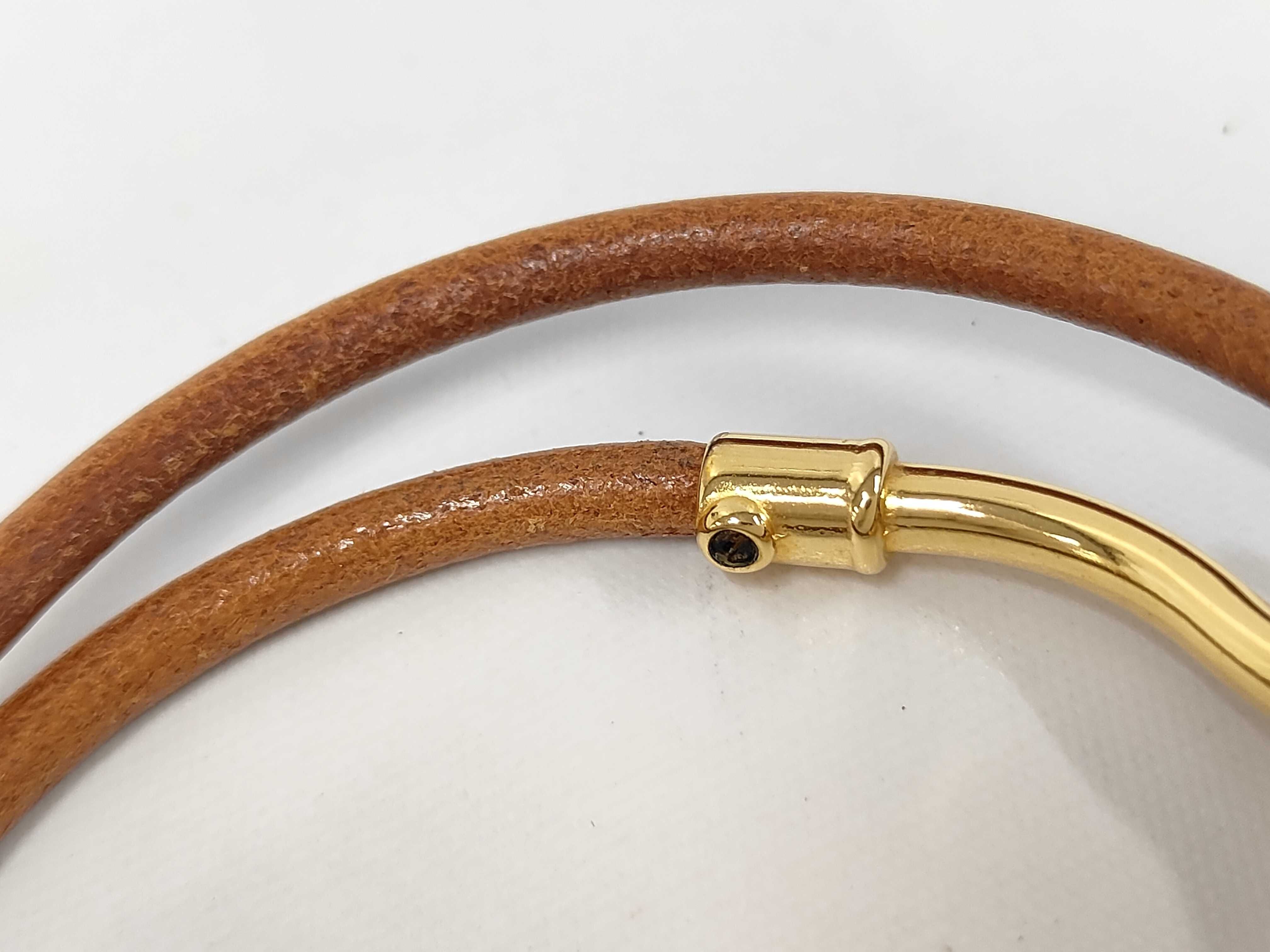 Jumbo Leather Gold Bracelet Choker Bracelet/Bangle — view 10