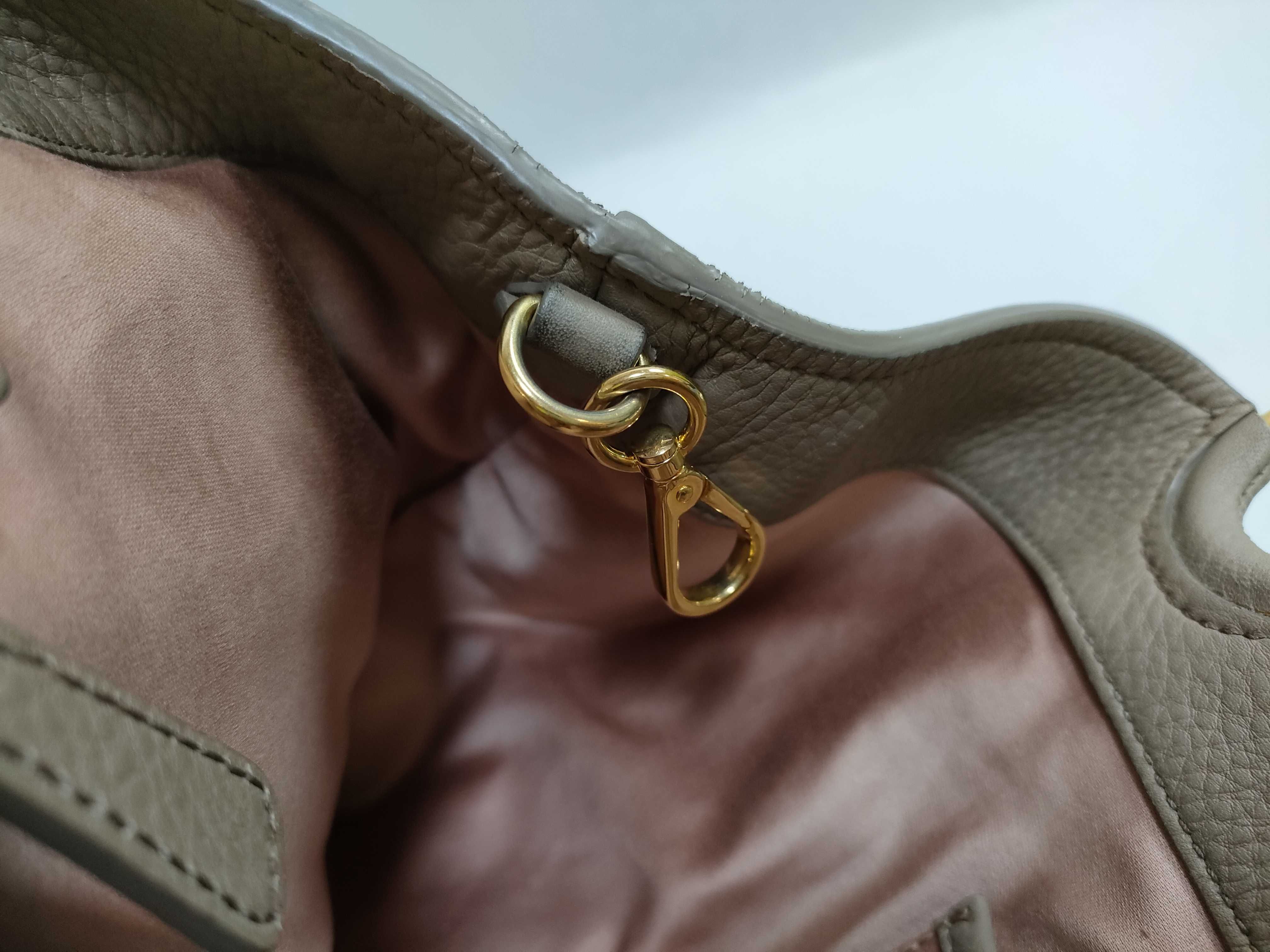 Vitello Leather Handbag, Beige — view 11