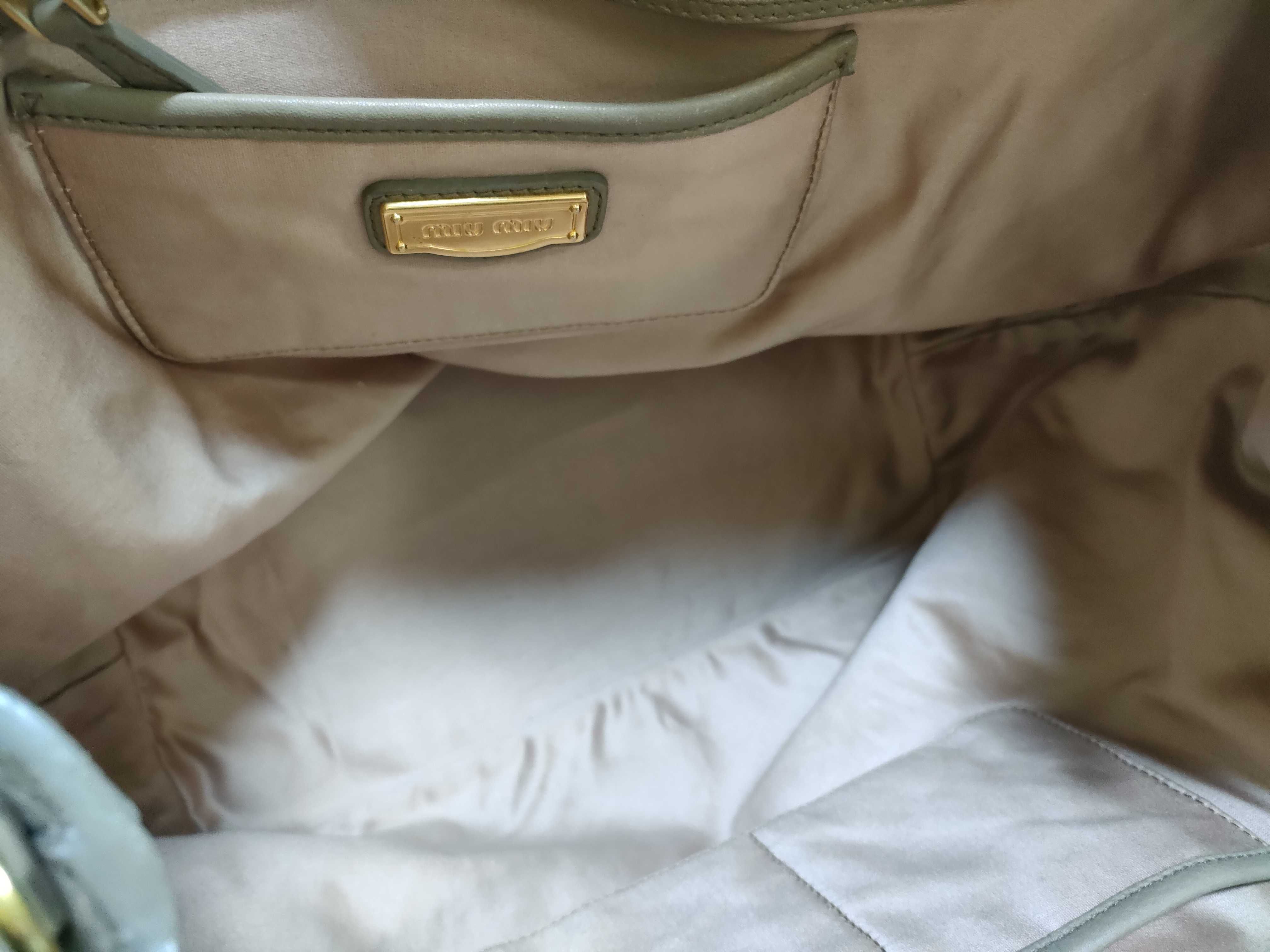 Vitello Leather Handbag, Beige — view 8