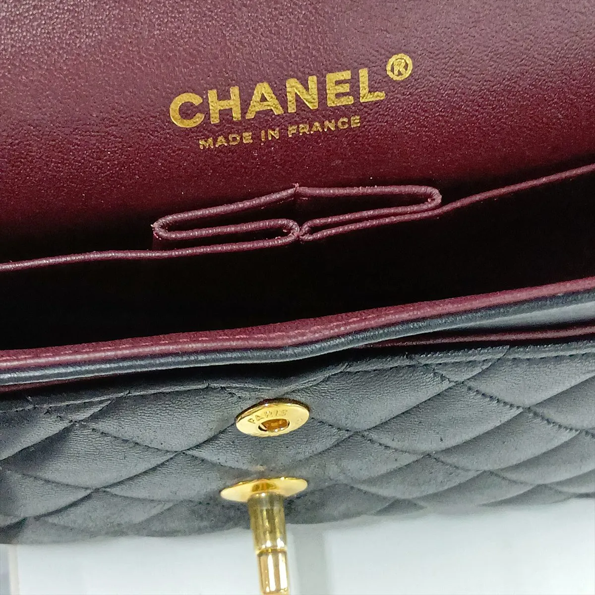 [Individually packaged] Chanel Matelassé 25 Lambskin Double Flap Double Chain Bag, Black with Gold Hardware, 17560129, Serial Number 17, A01112 — view 15