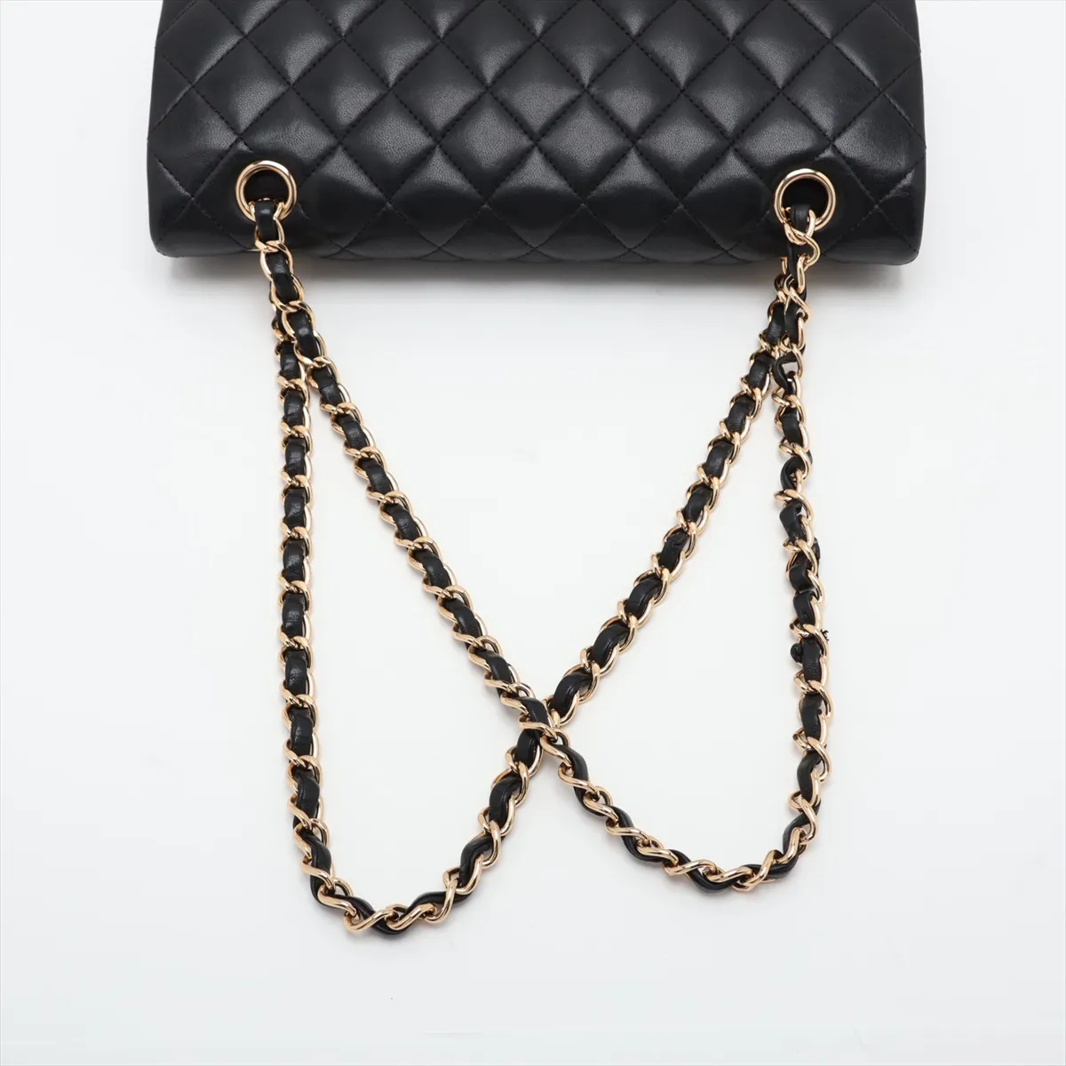 [Individually packaged] Chanel Matelassé 25 Lambskin Double Flap Double Chain Bag, Black with Gold Hardware, 17560129, Serial Number 17, A01112 — view 5